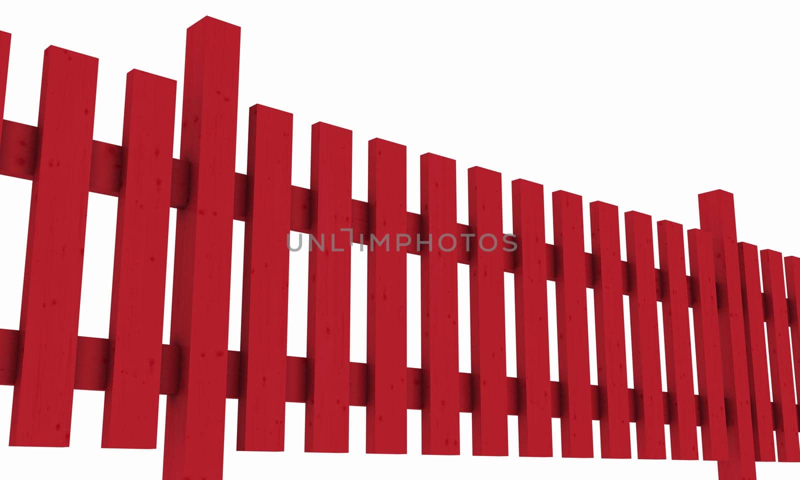 3D Wooden Fence - Red Clipped 02