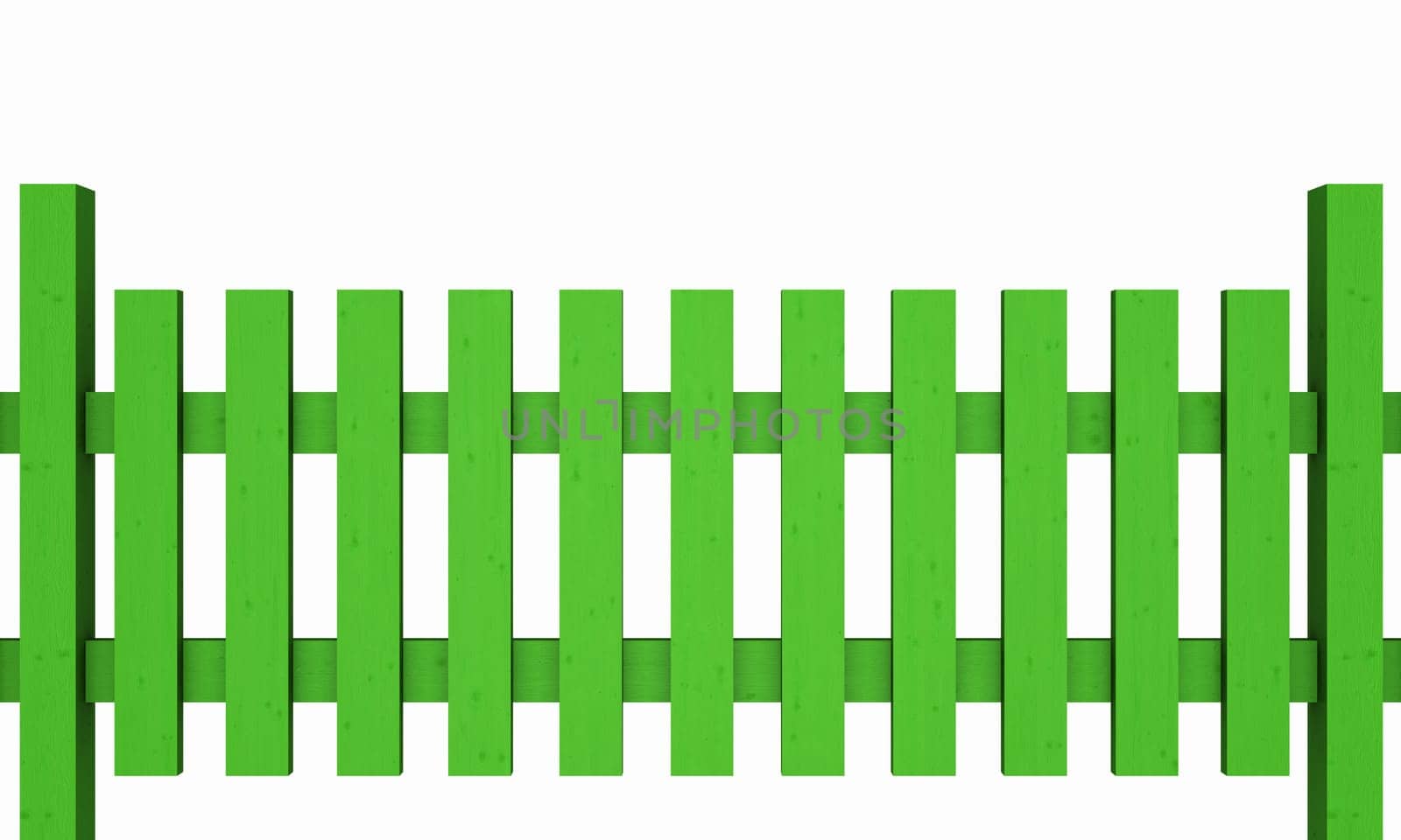 3D Wooden Fence - Green Isolated 03