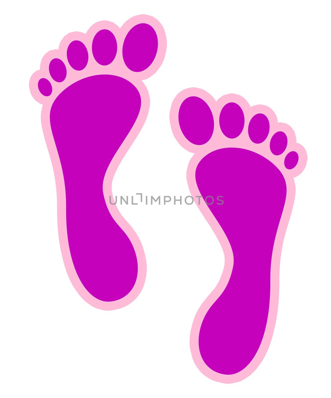 Footprints pink on white