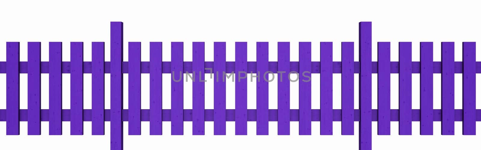 3D Wooden Fence - Purple Isolated 01
