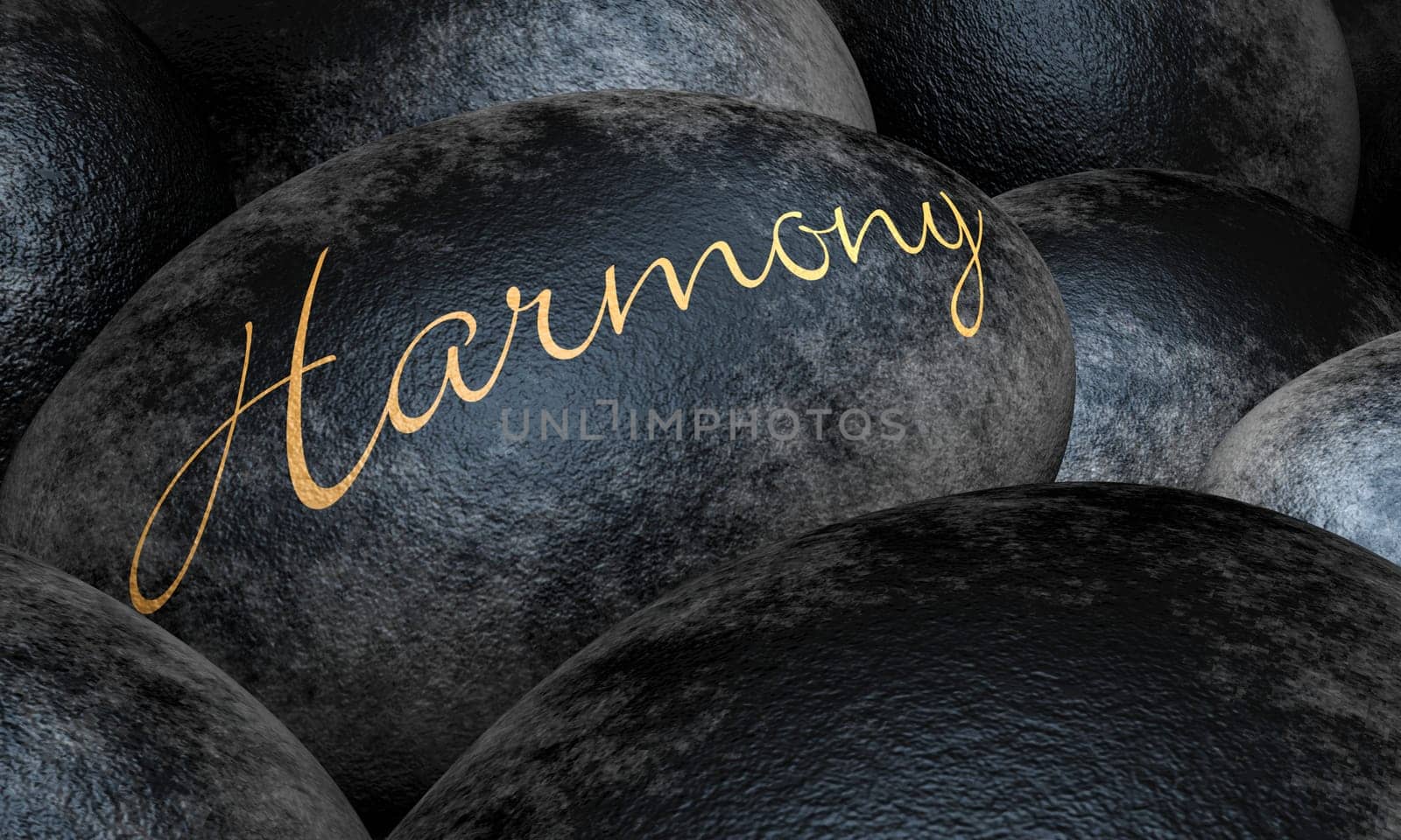Black Stones with Text - Harmony