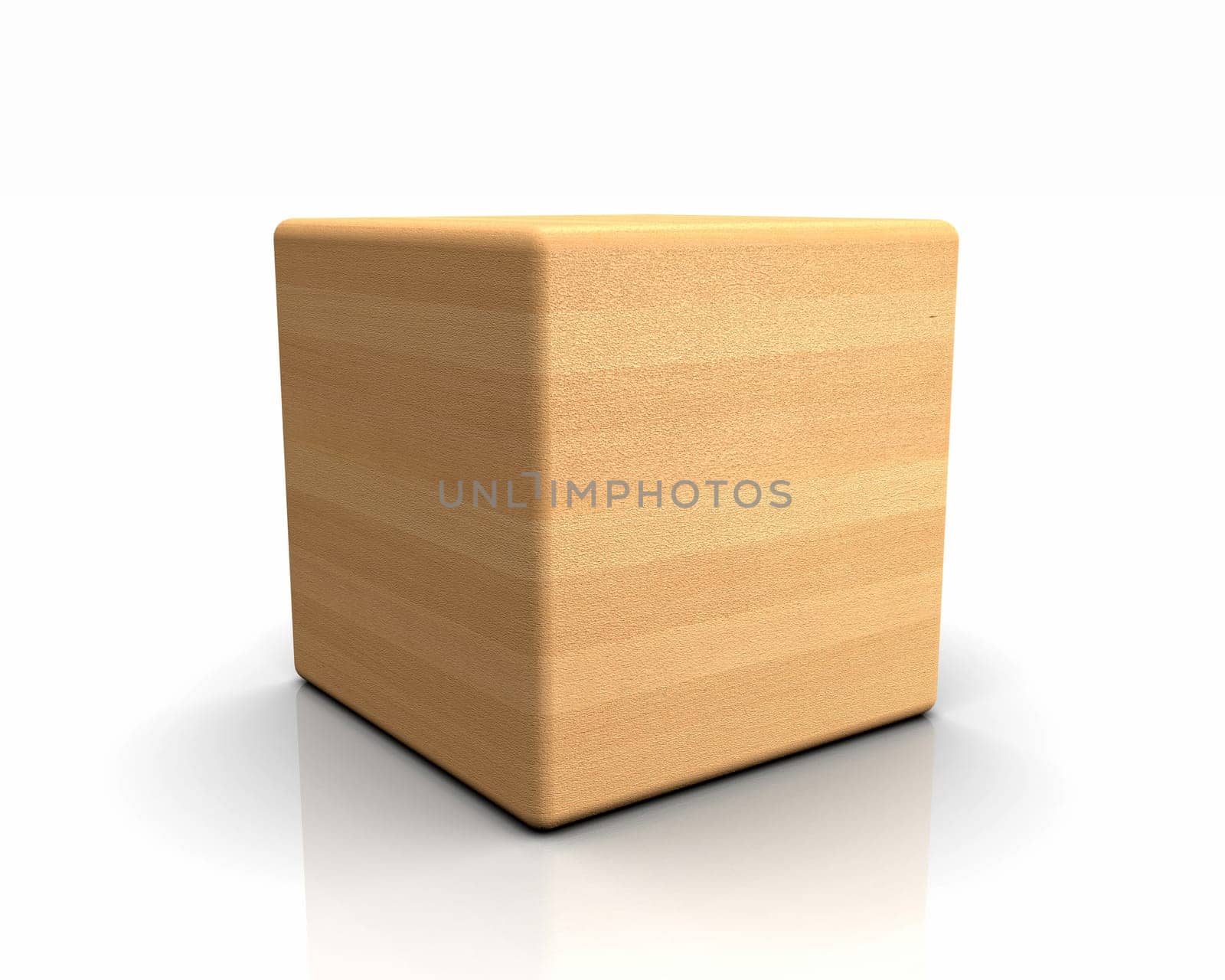 3D Wooden Cube Rounded - Natural Beech