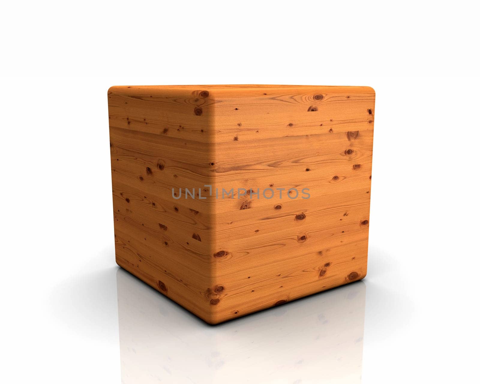 3D Wooden Cube Rounded - Spruce Antique