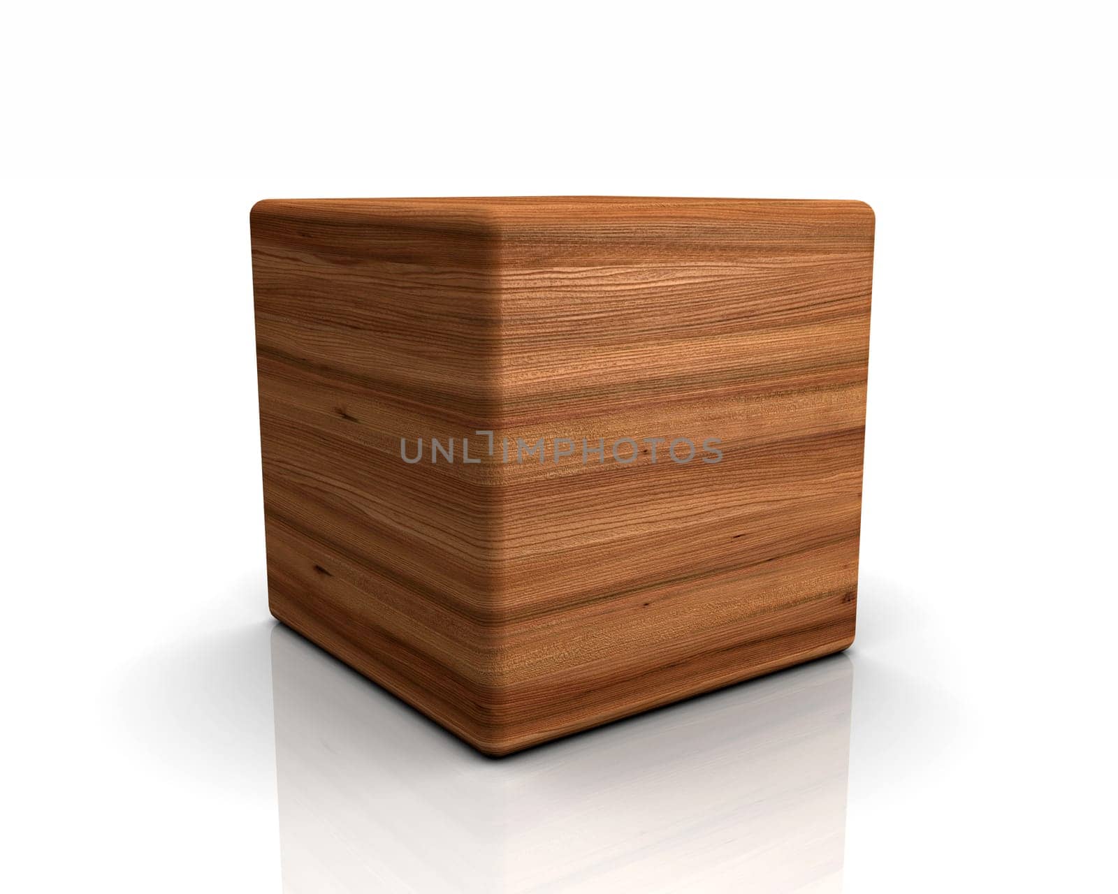 3D Wooden Cube Rounded - Elm