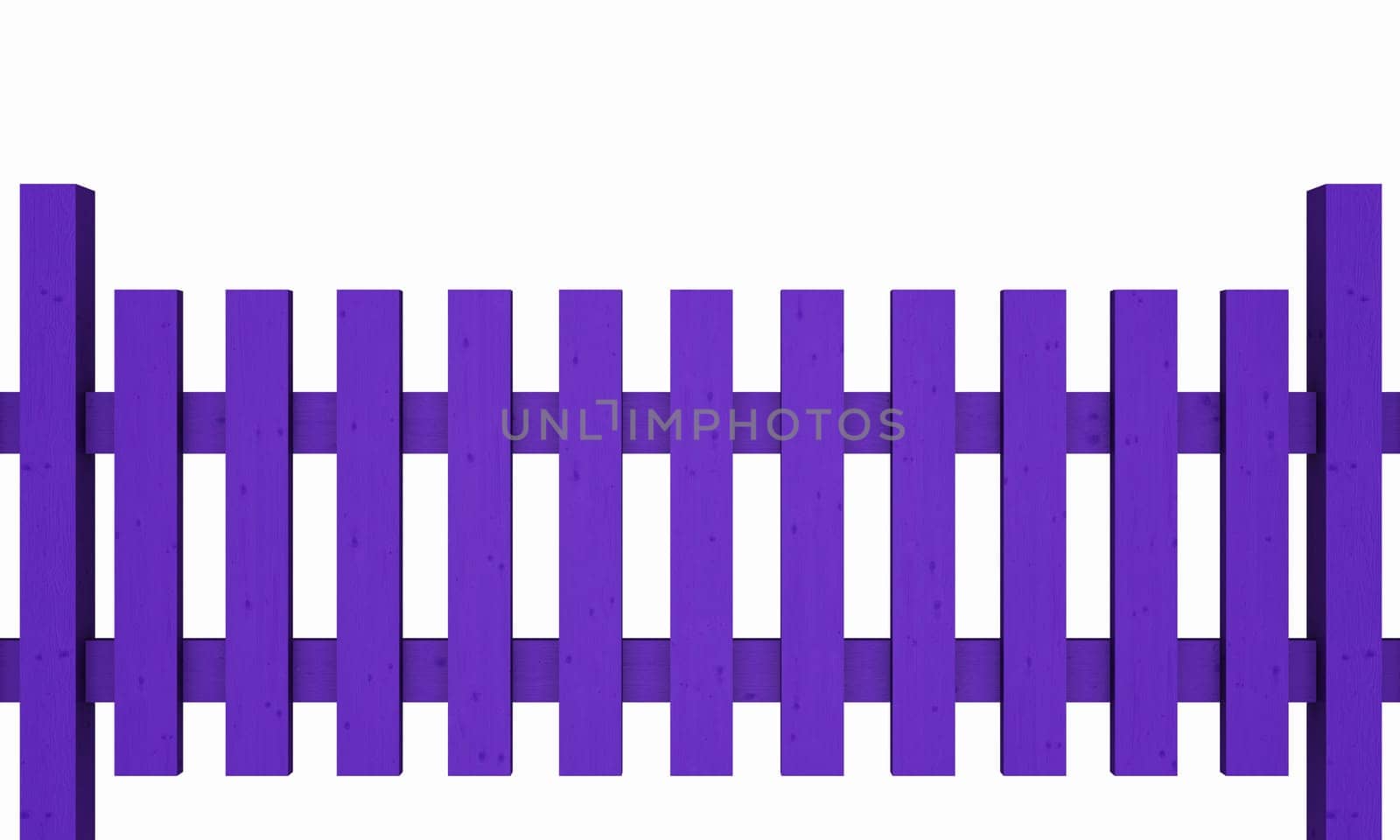 3D Wooden Fence - Purple Isolated 03