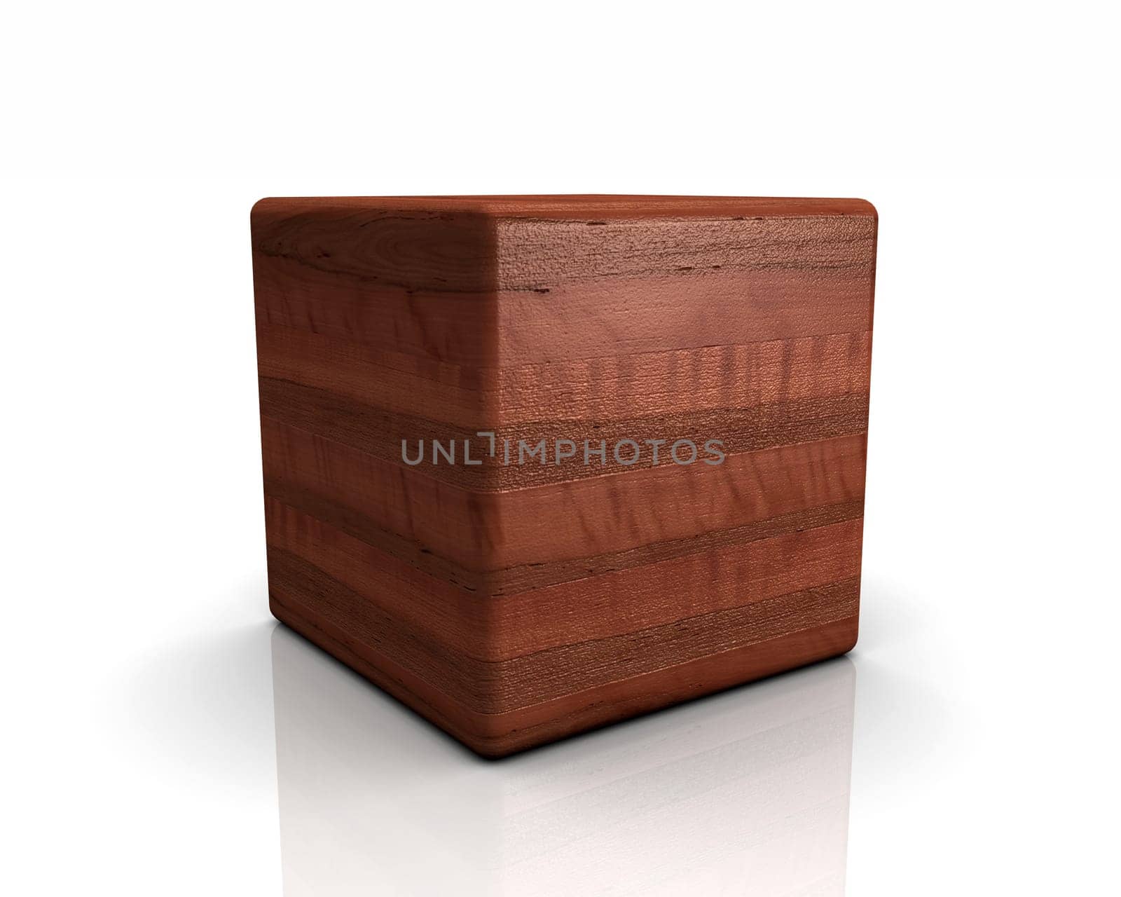 3D Wooden Cube Rounded - Apple Tree