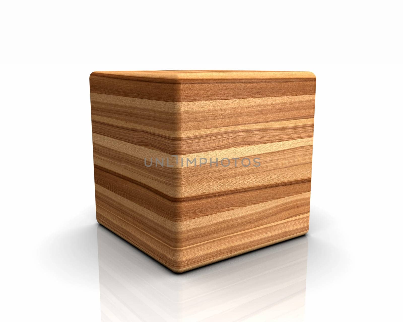 3D Wooden Cube Rounded - Ash Brown