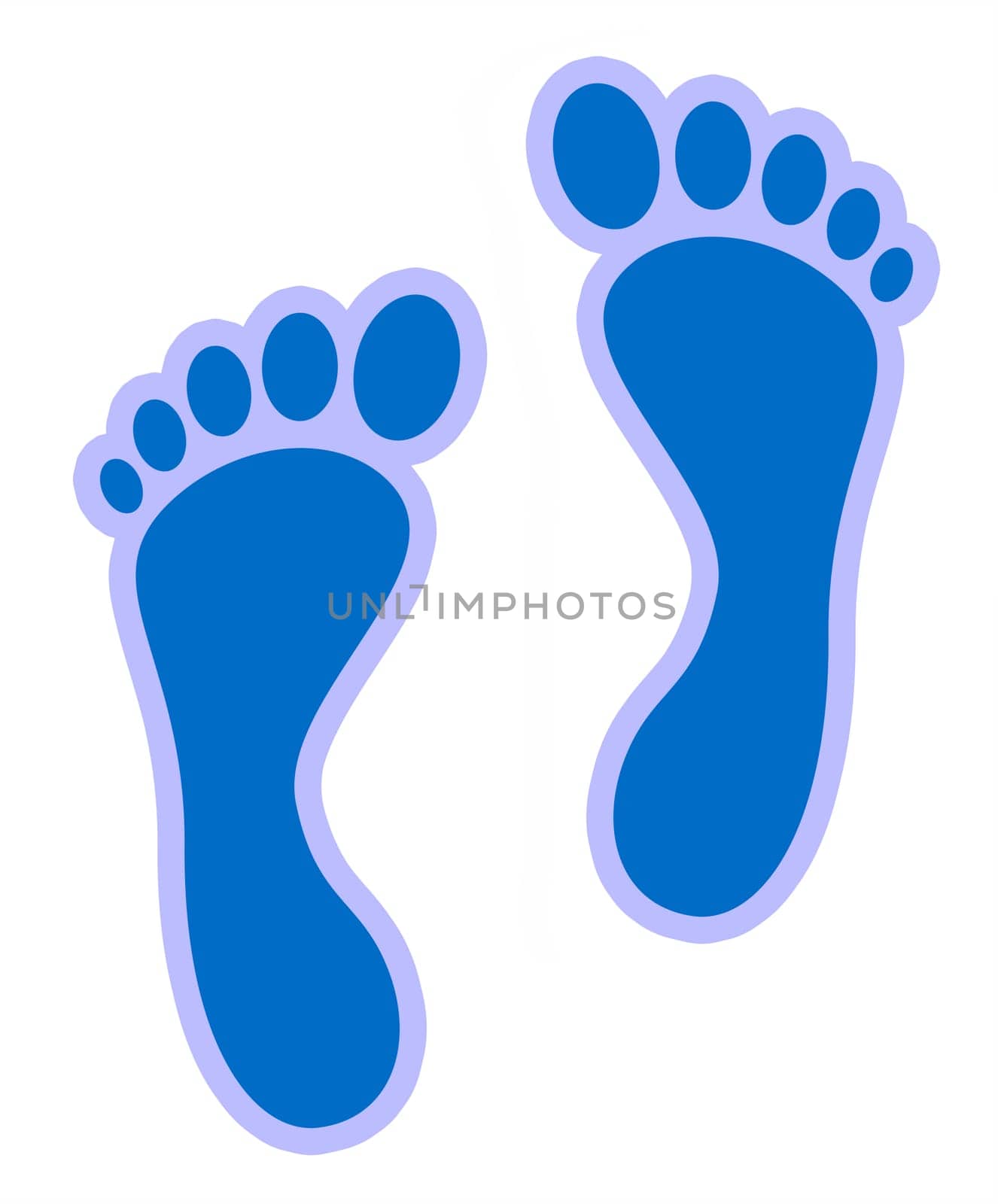 Footprints blue on white