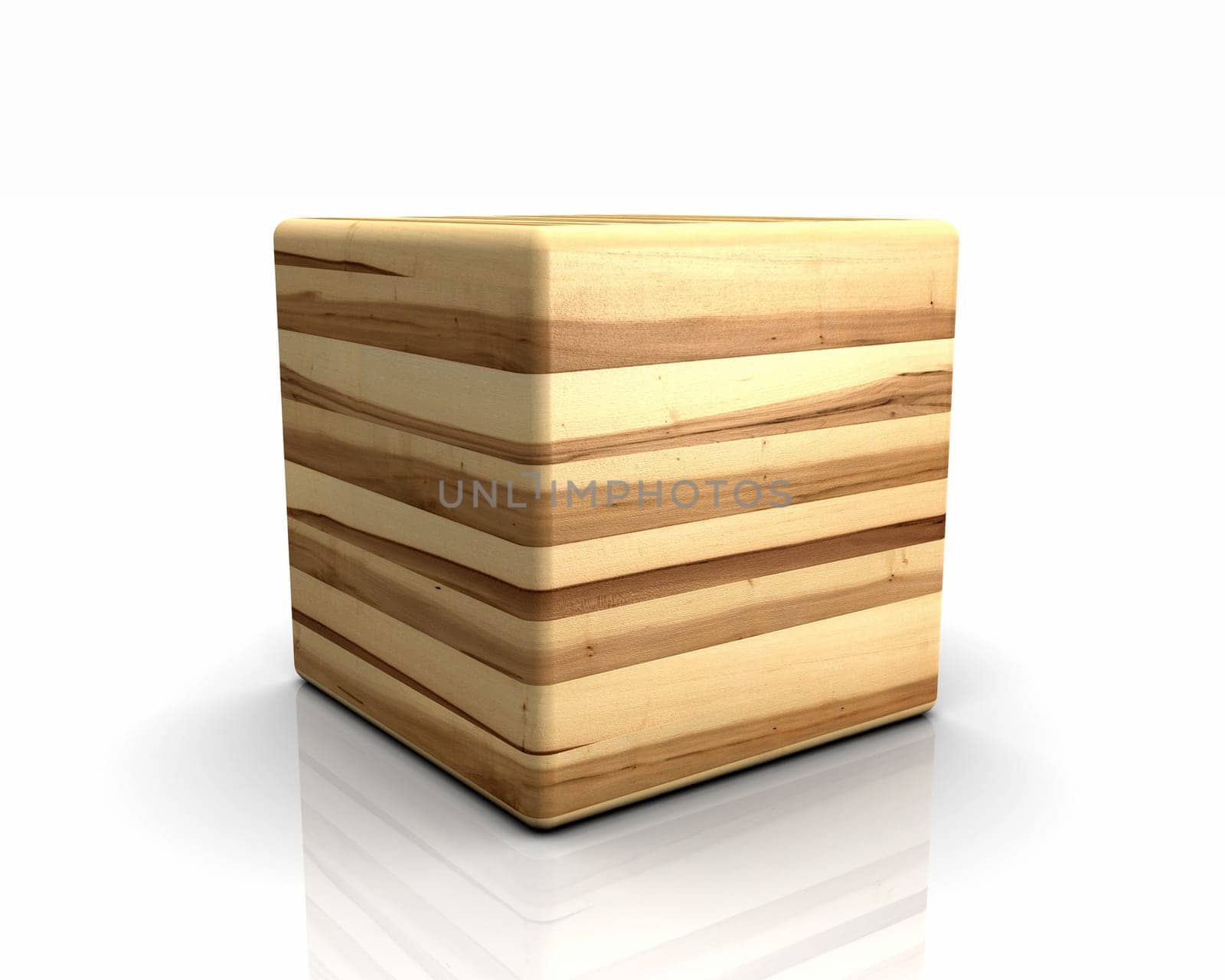 3D Wooden Cube Rounded - Maple Core