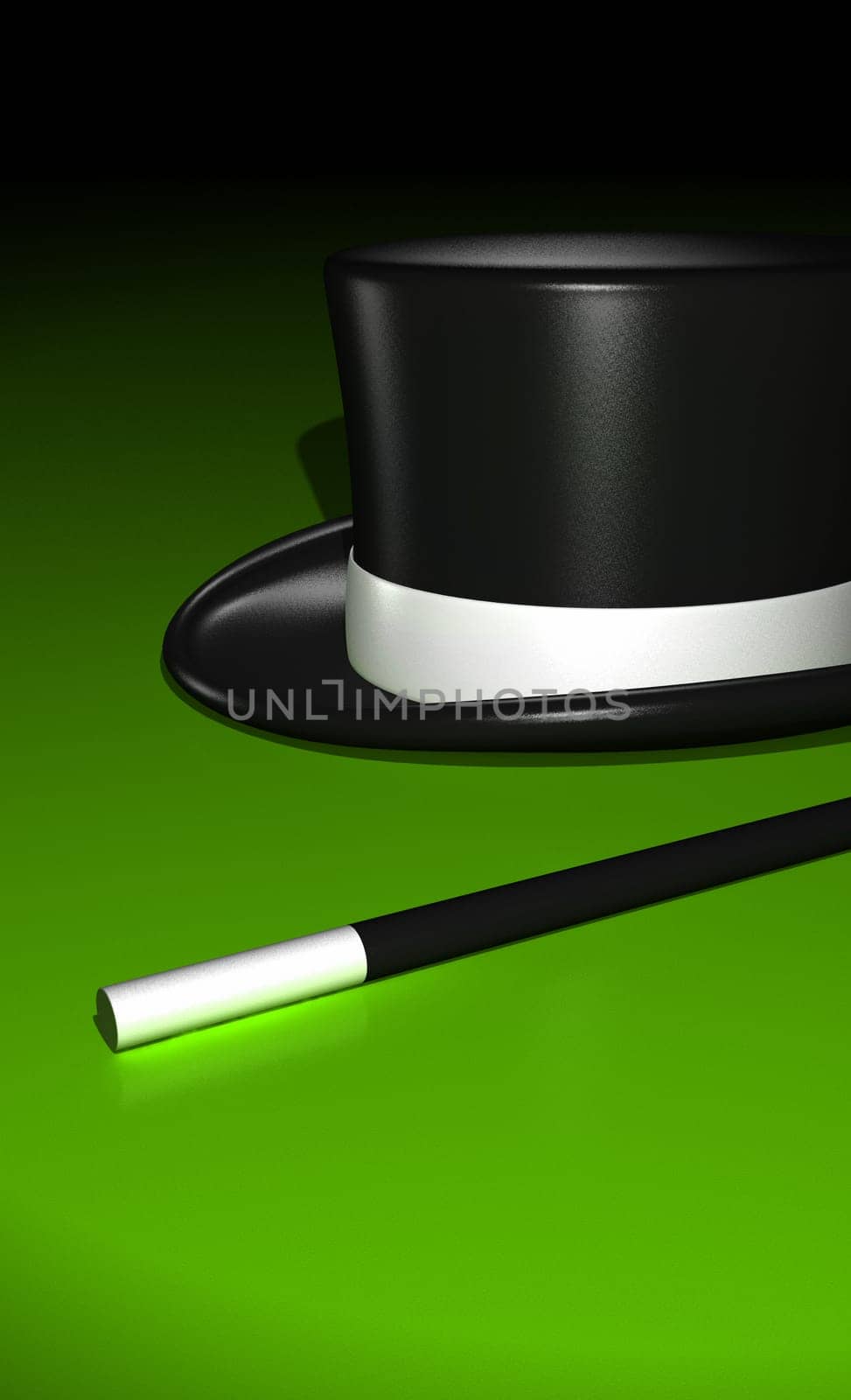 Magic wand with magic hat on green ground 02
