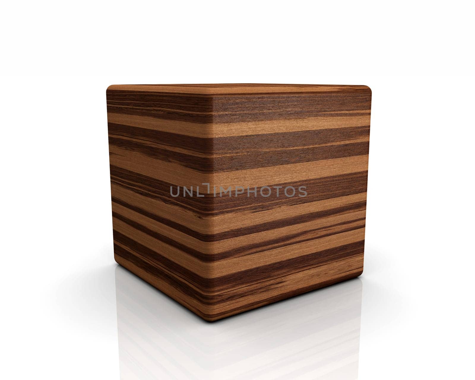 3D Wooden Cube Rounded - Oak Copper