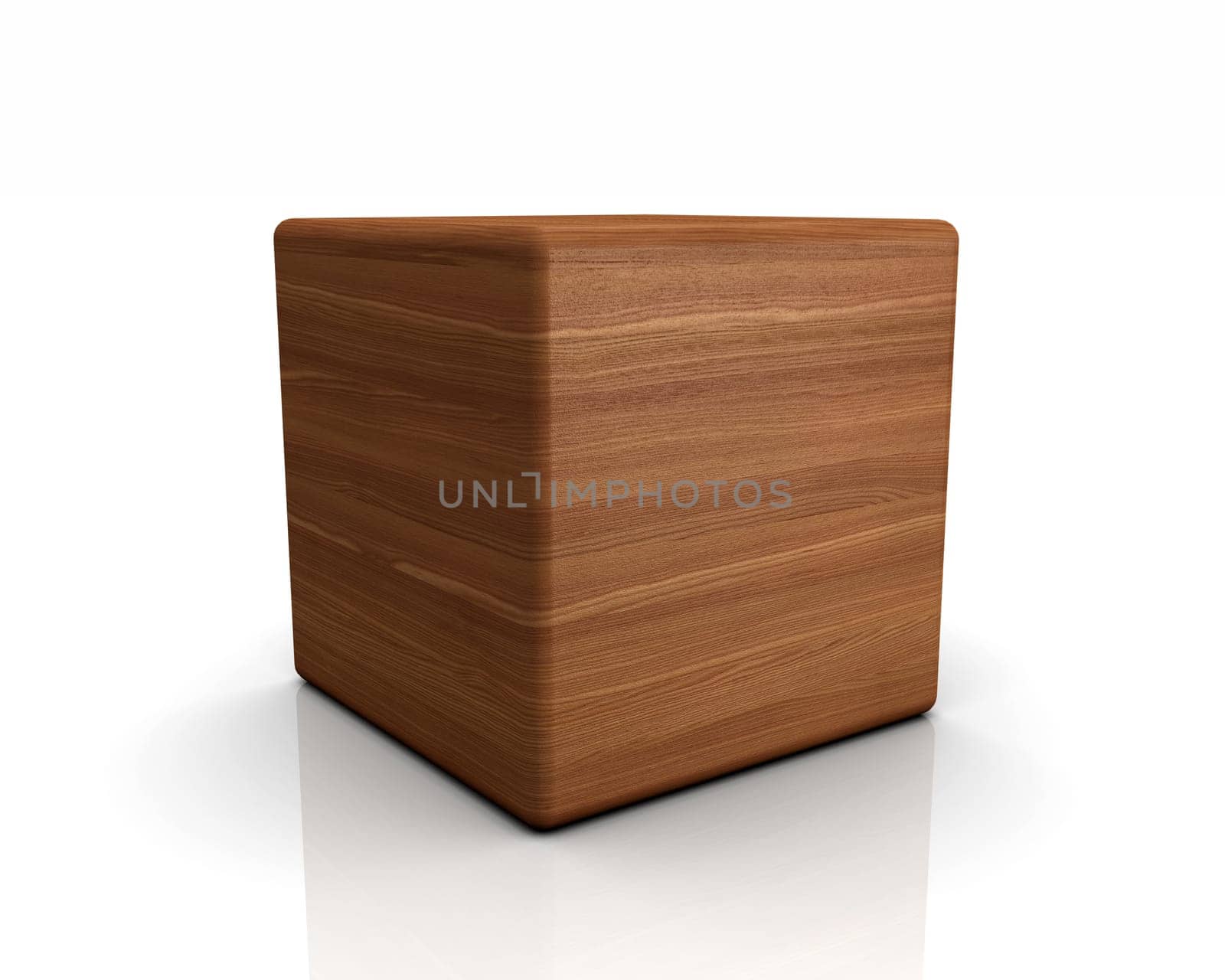 3D Wooden Cube Rounded - Larch (European)
