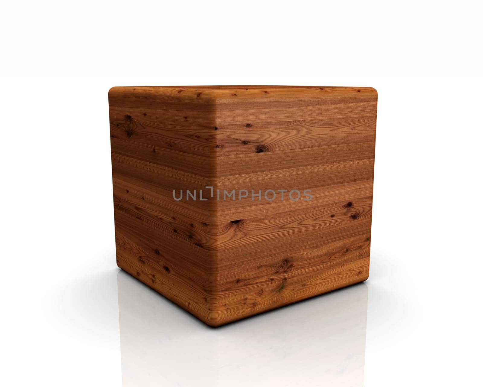 3D Wooden Cube Rounded - Larch Antique