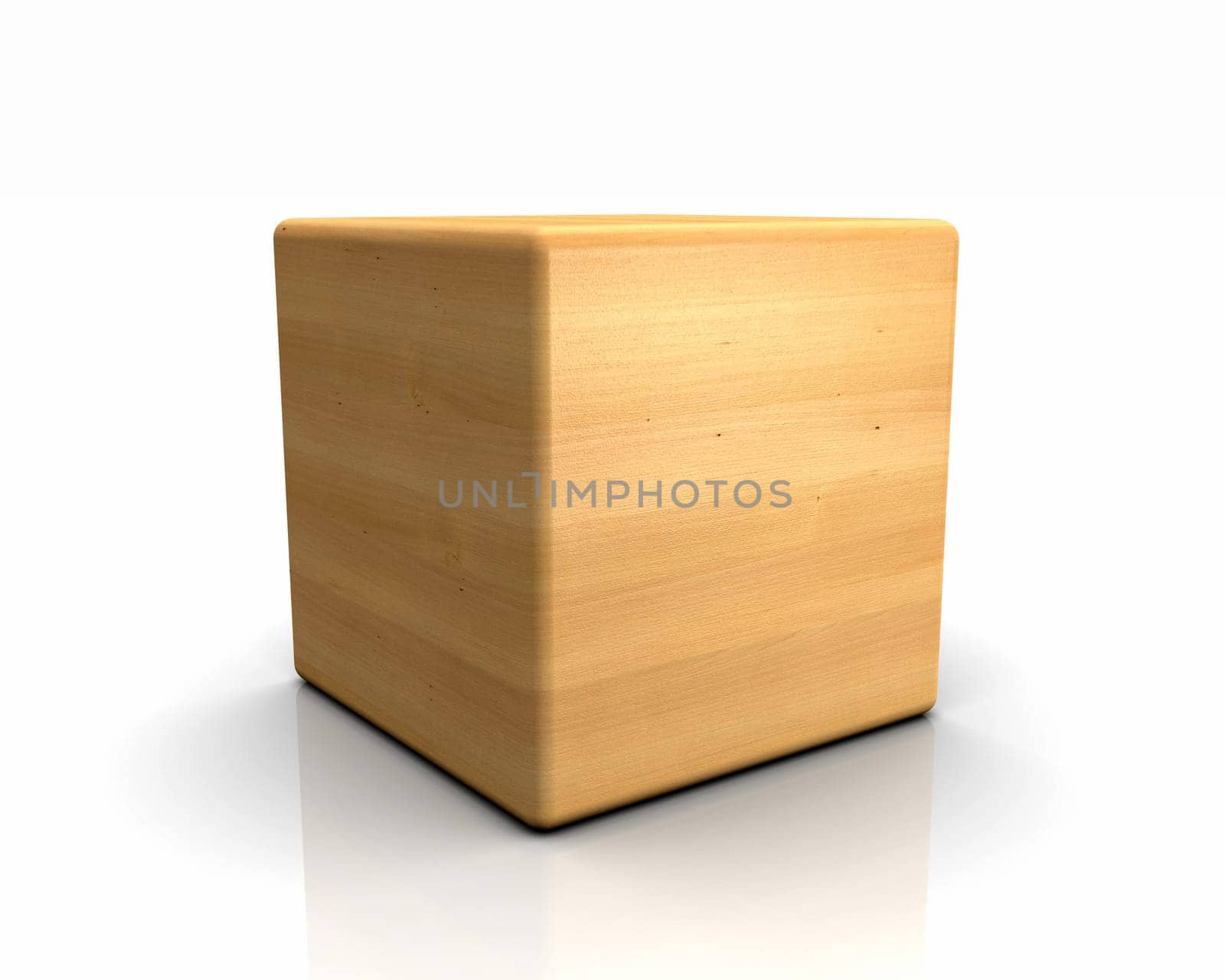 3D Wooden Cube Rounded - Basswood (European)