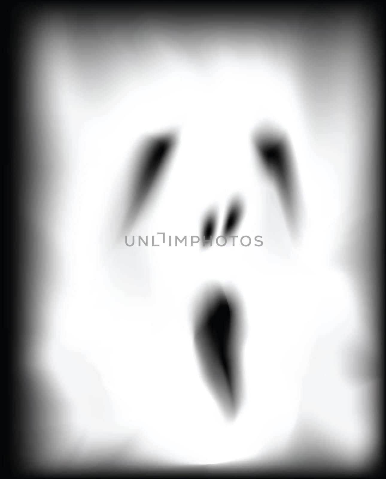 ghost face illustrations, that blends into black backgrounds.