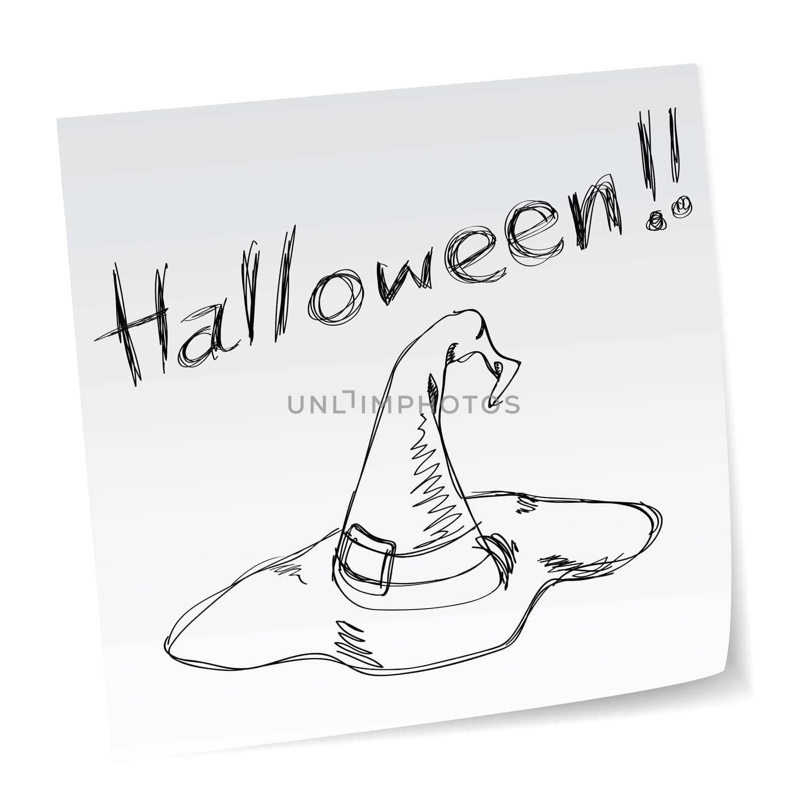 a note with hand-drawn halloween theme message - 6 of series.