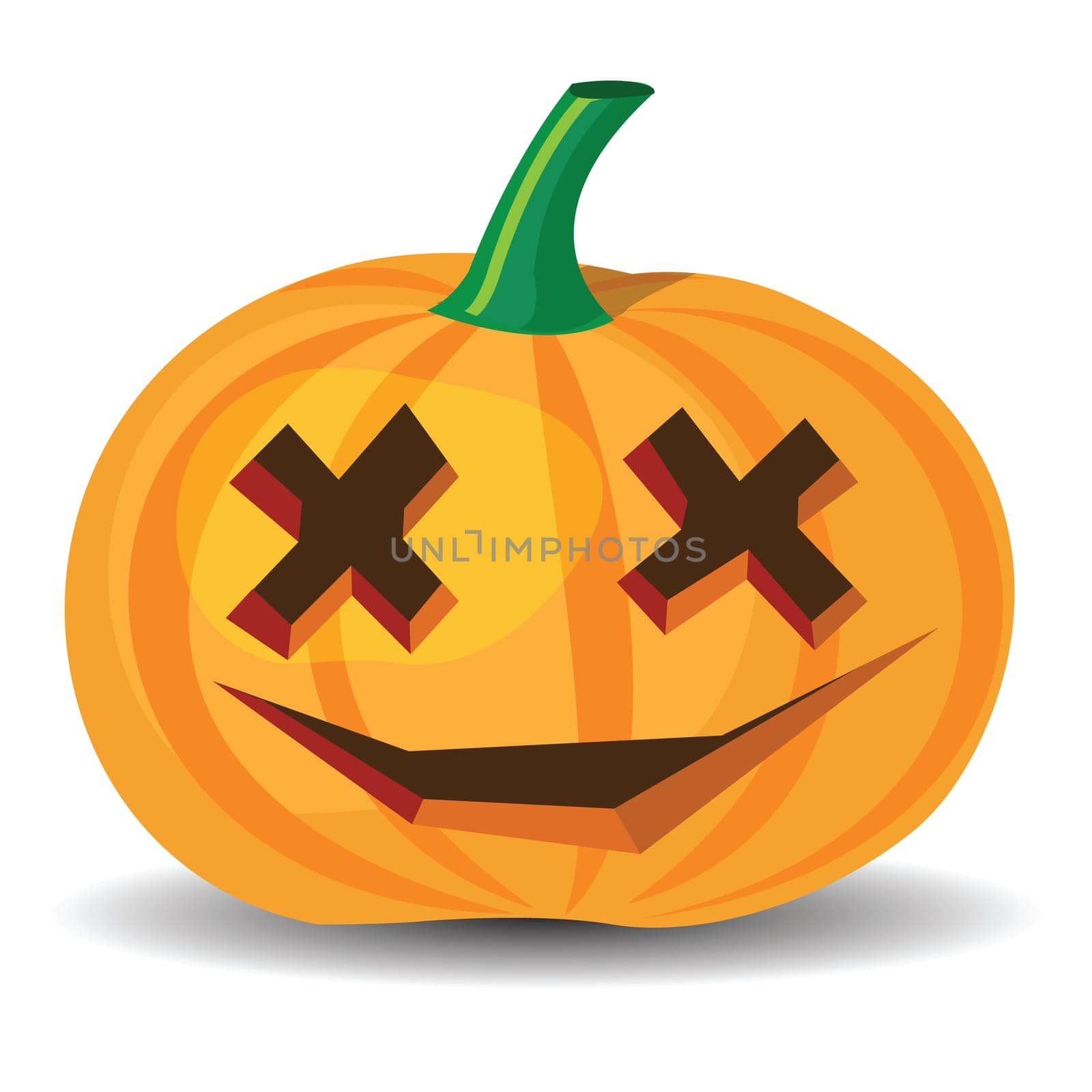halloween pumpkin with confused grinning, vector format.