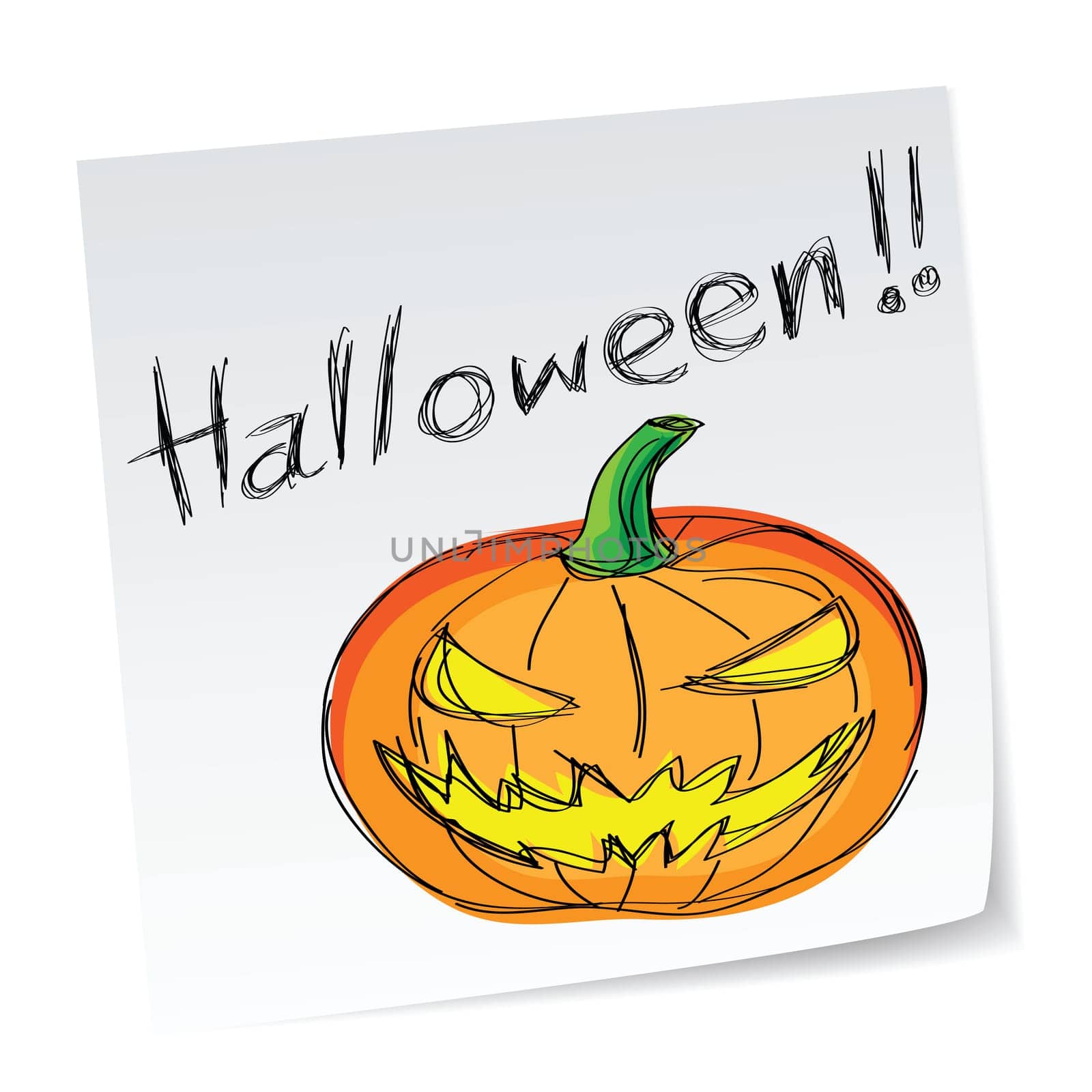 a note with hand-drawn halloween theme message- 1 of series