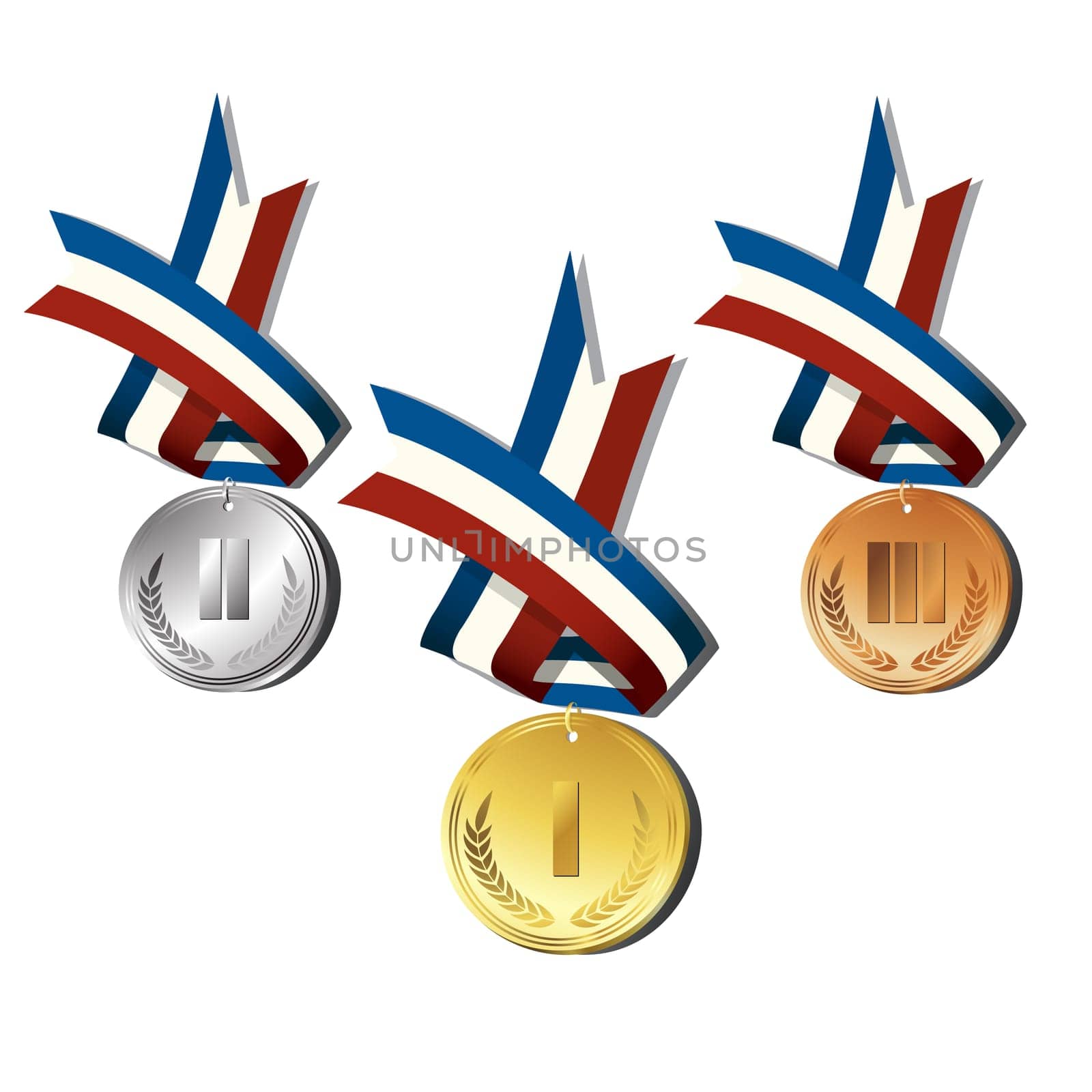 Medals over white background