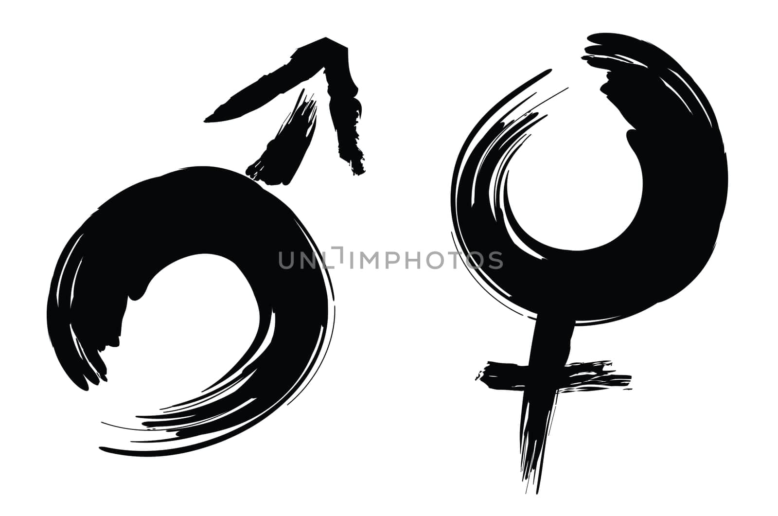 calligraphy brush stroke design of male and female sign.
