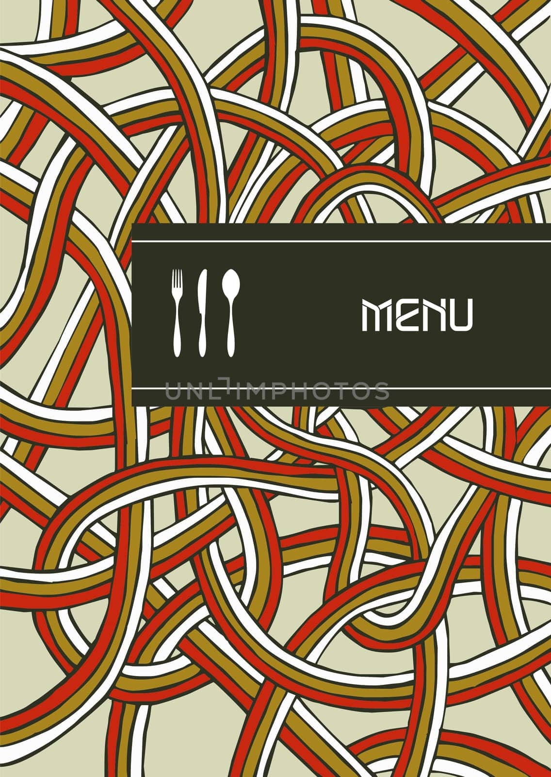 Fork, knife and spoon illustration background for food industry, menu, chocolate box, cover, label for wine.