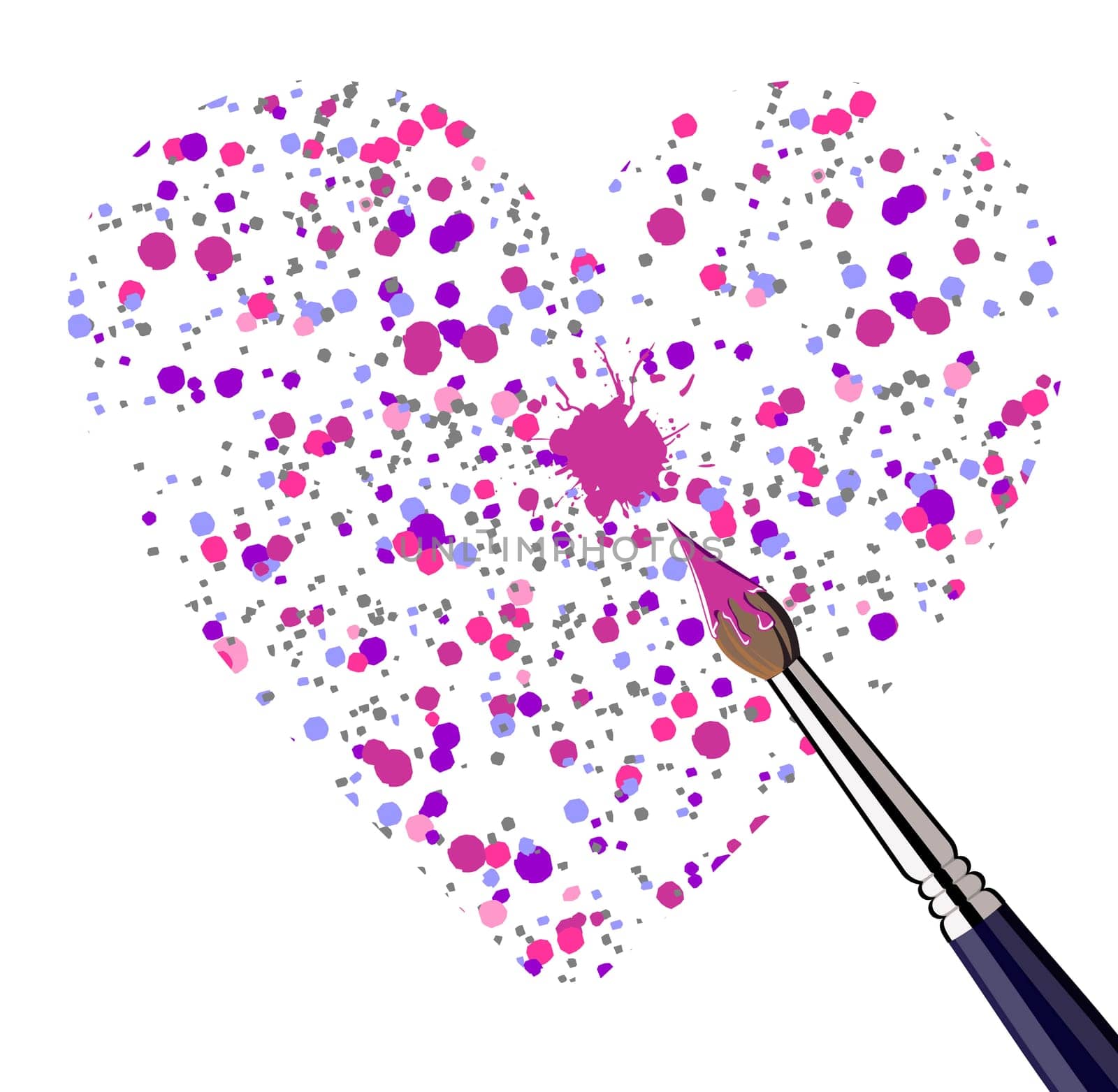 One heart shaped with brushed dots. Vector file available.