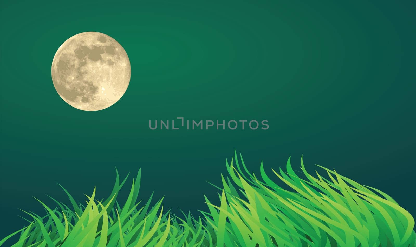 full moon night illustrations, urban setting.