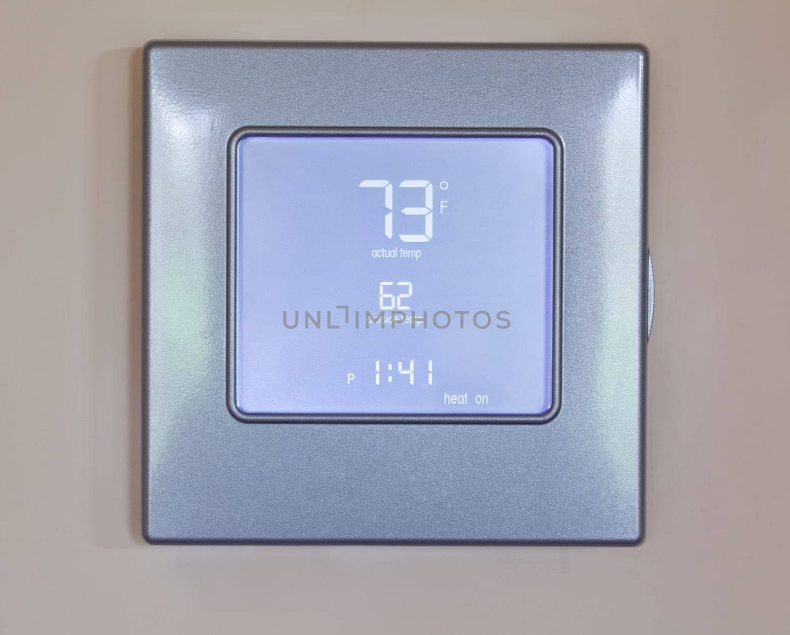 Electronic thermostat with blue LCD screen for controlling air conditioning and heating HVAC