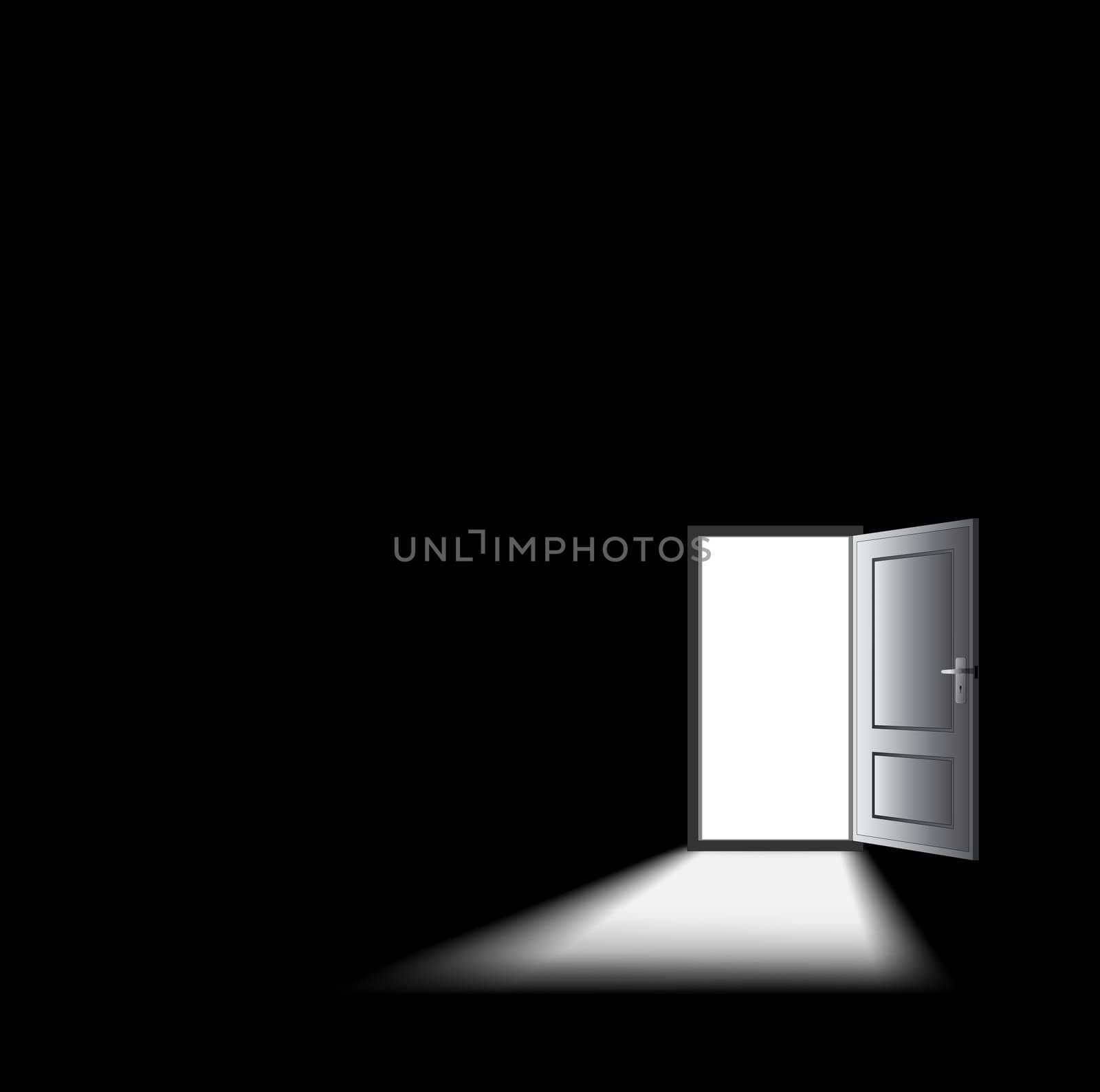 opened door with light coming in, mysterious concept.