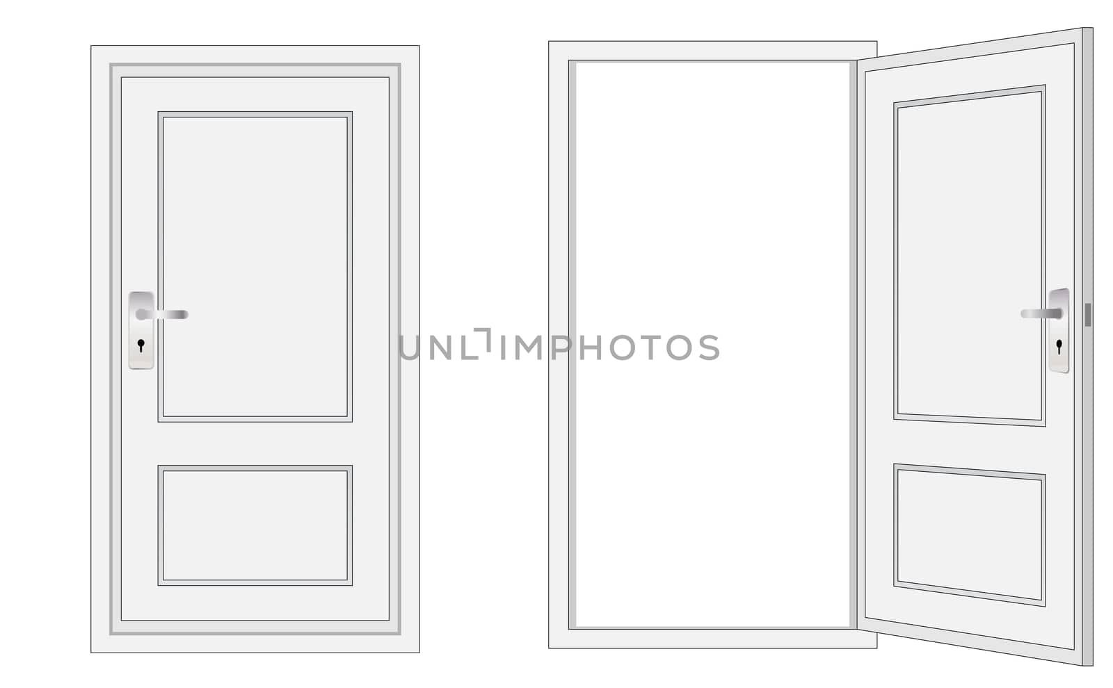 opened and closed door, for conceptual usage.