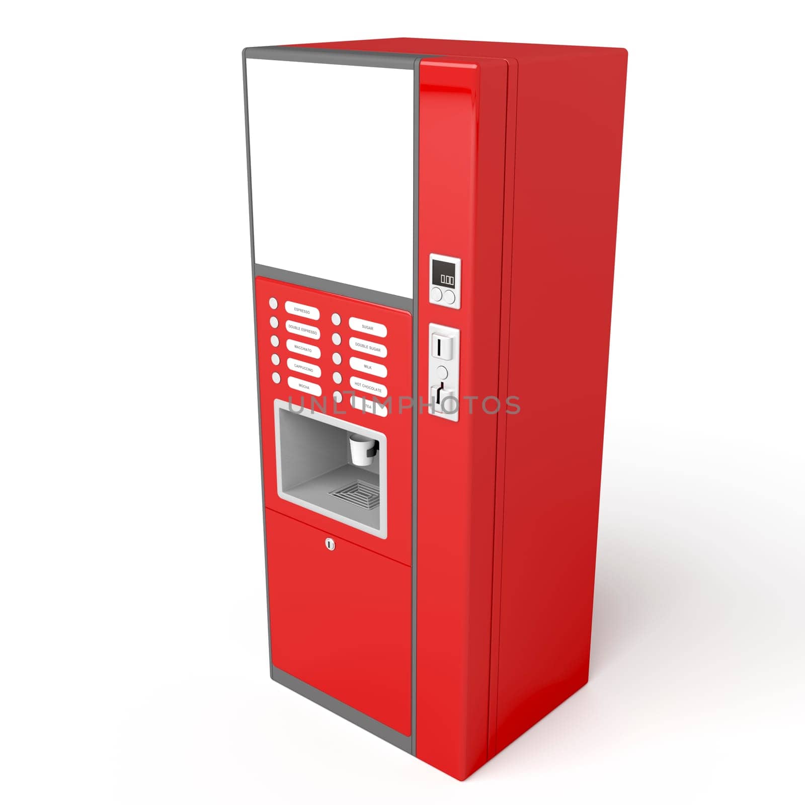 Coffee vending machine on white background, 3d image