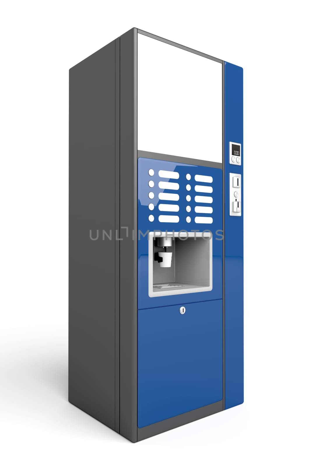 Coffee vending machine on white background