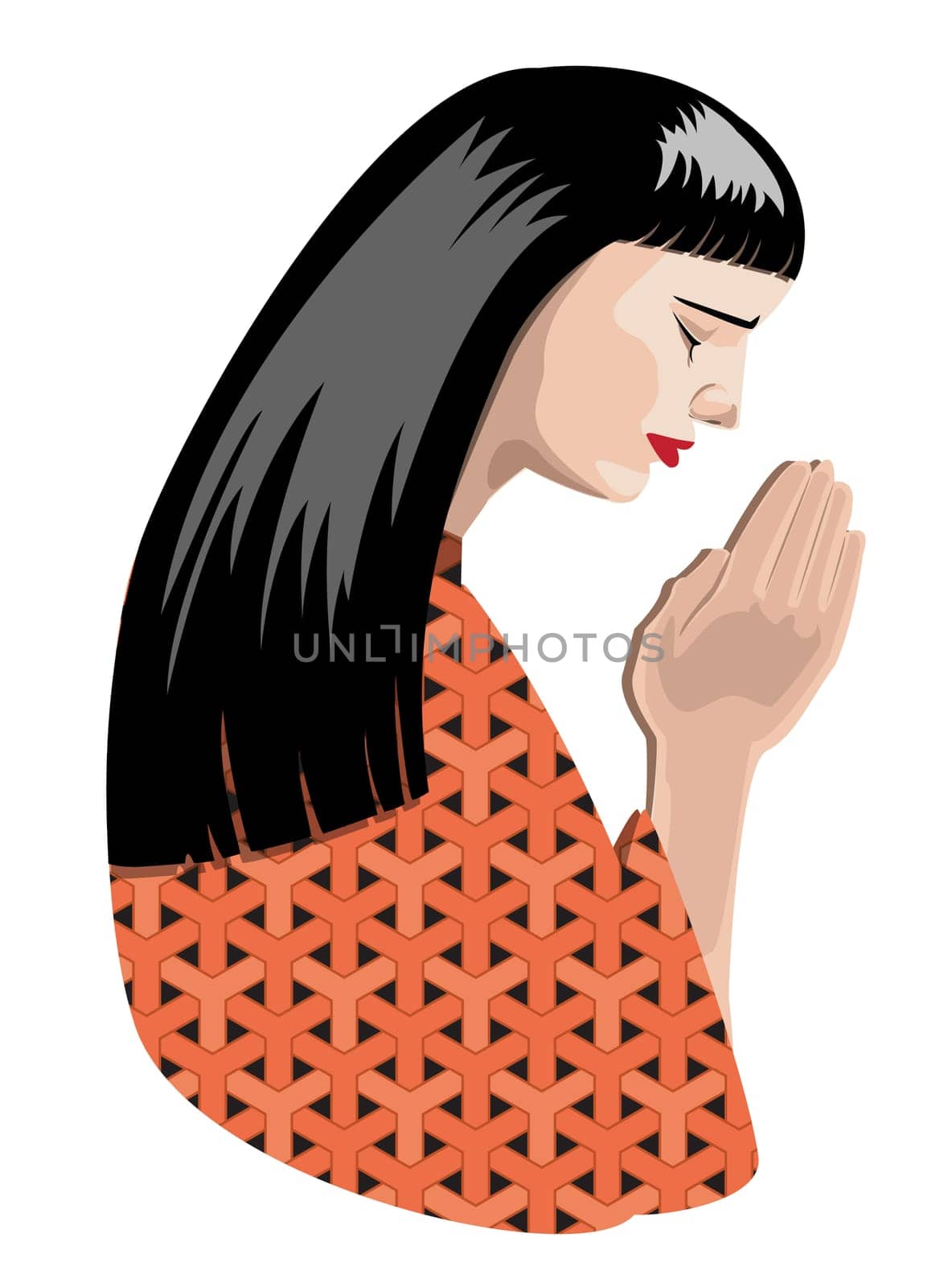 illustration of praying woman, vector format.