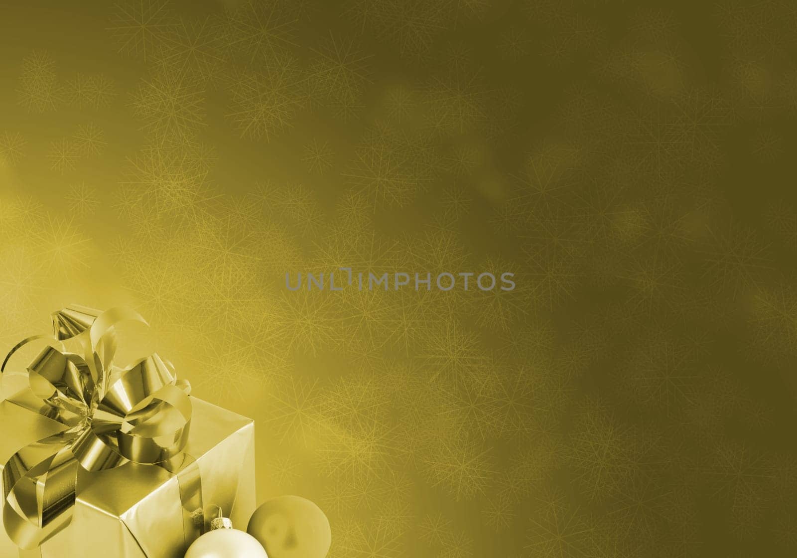 gold christmas background with many snowflakes