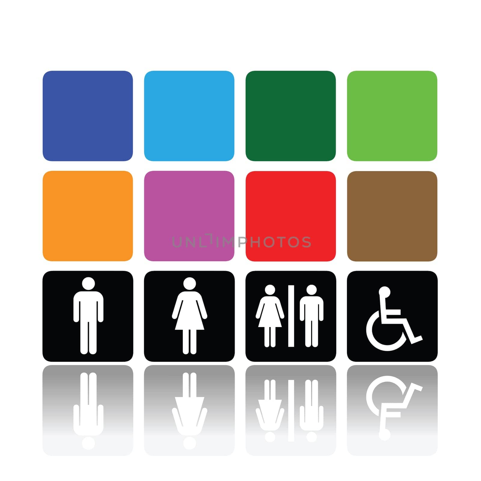 symbols for toilet, washroom, restroom, lavatory.
