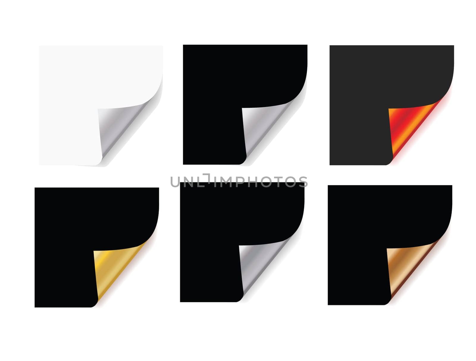 paper corner curl vector, shiny metallic looking