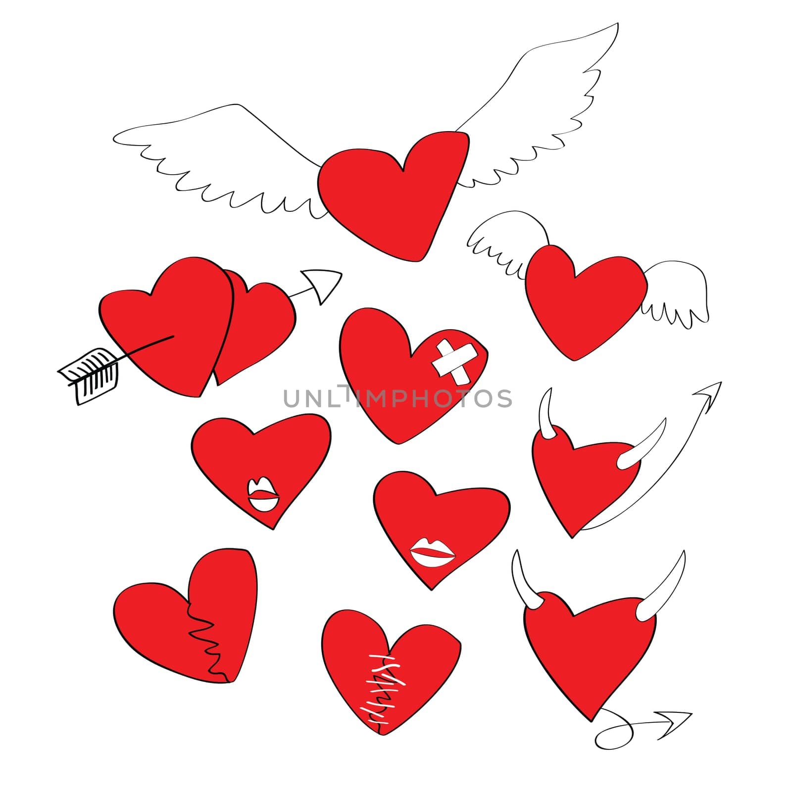 collections of cartoon heart shapes