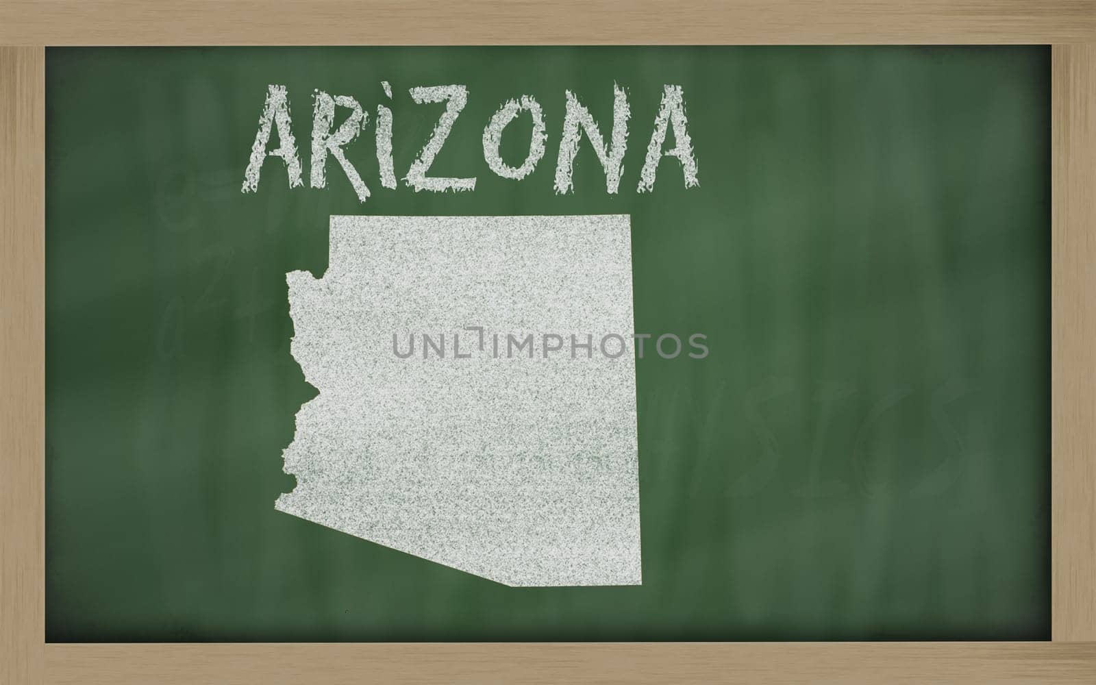 drawing of arizona state on chalkboard, drawn by chalk