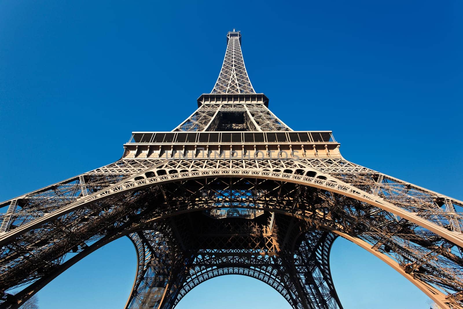 The famous Eiffel tower with blue sky in Paris