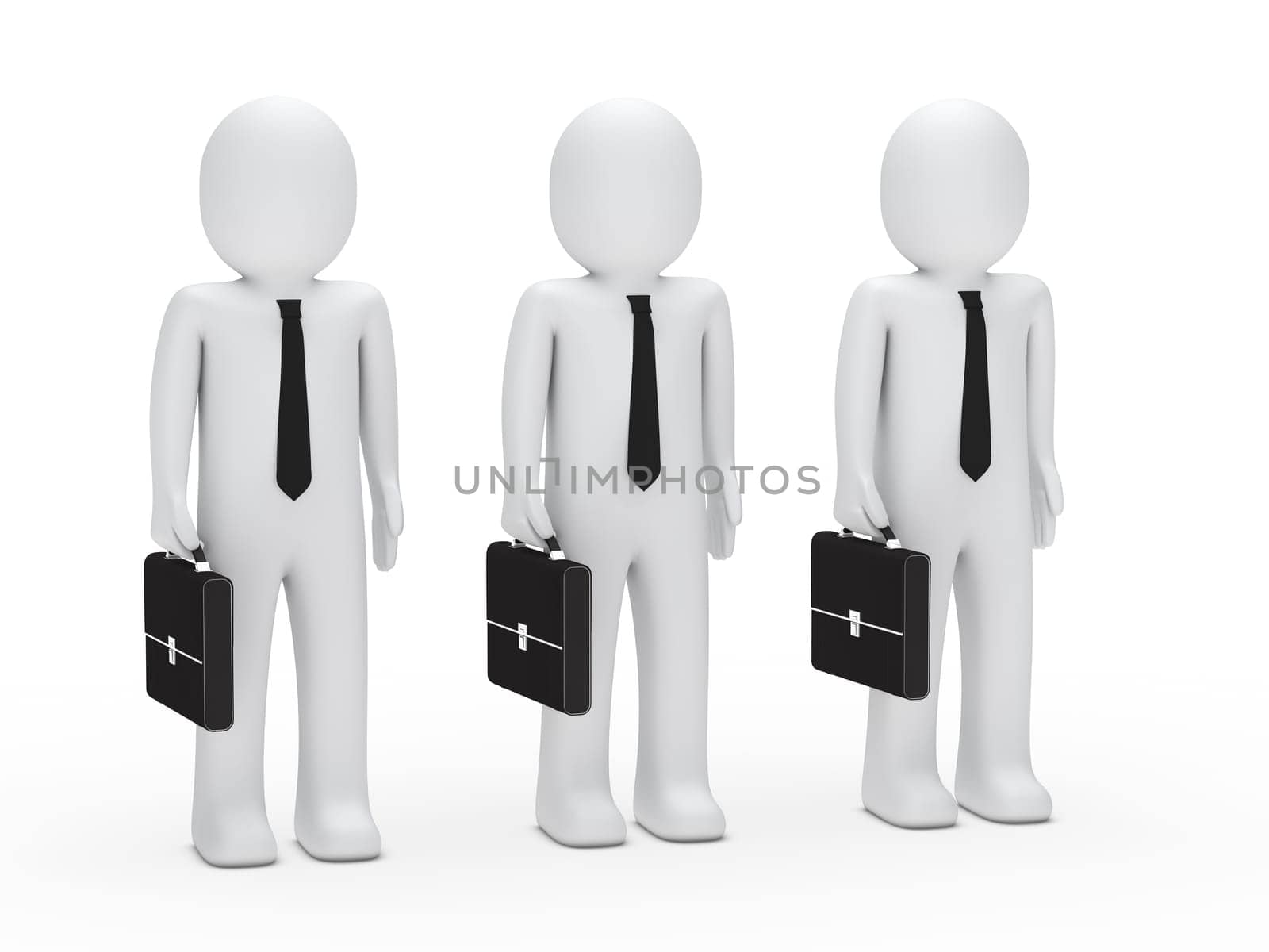 3s business men with tie and briefcase