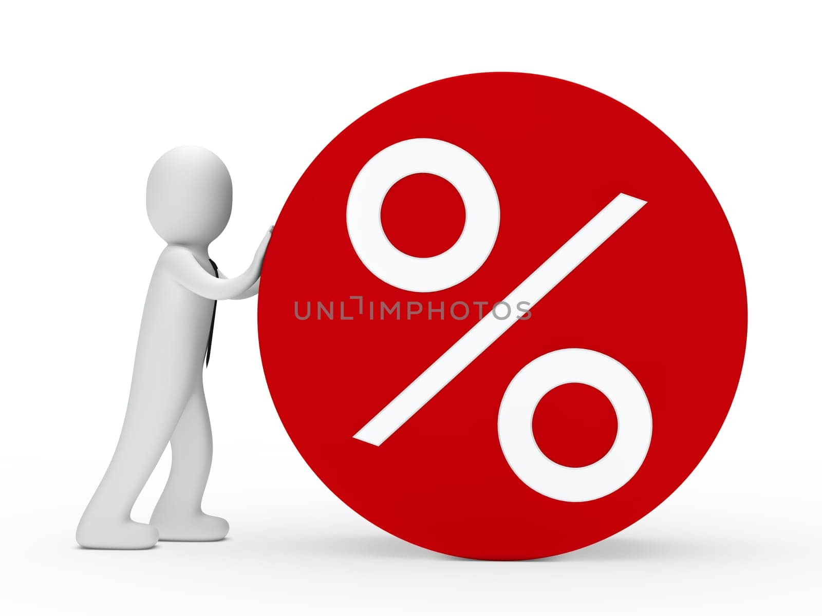 3d man tie roll red percent circle