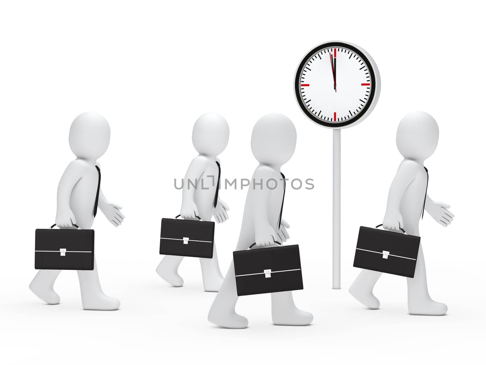 3d business men with briefcase run time