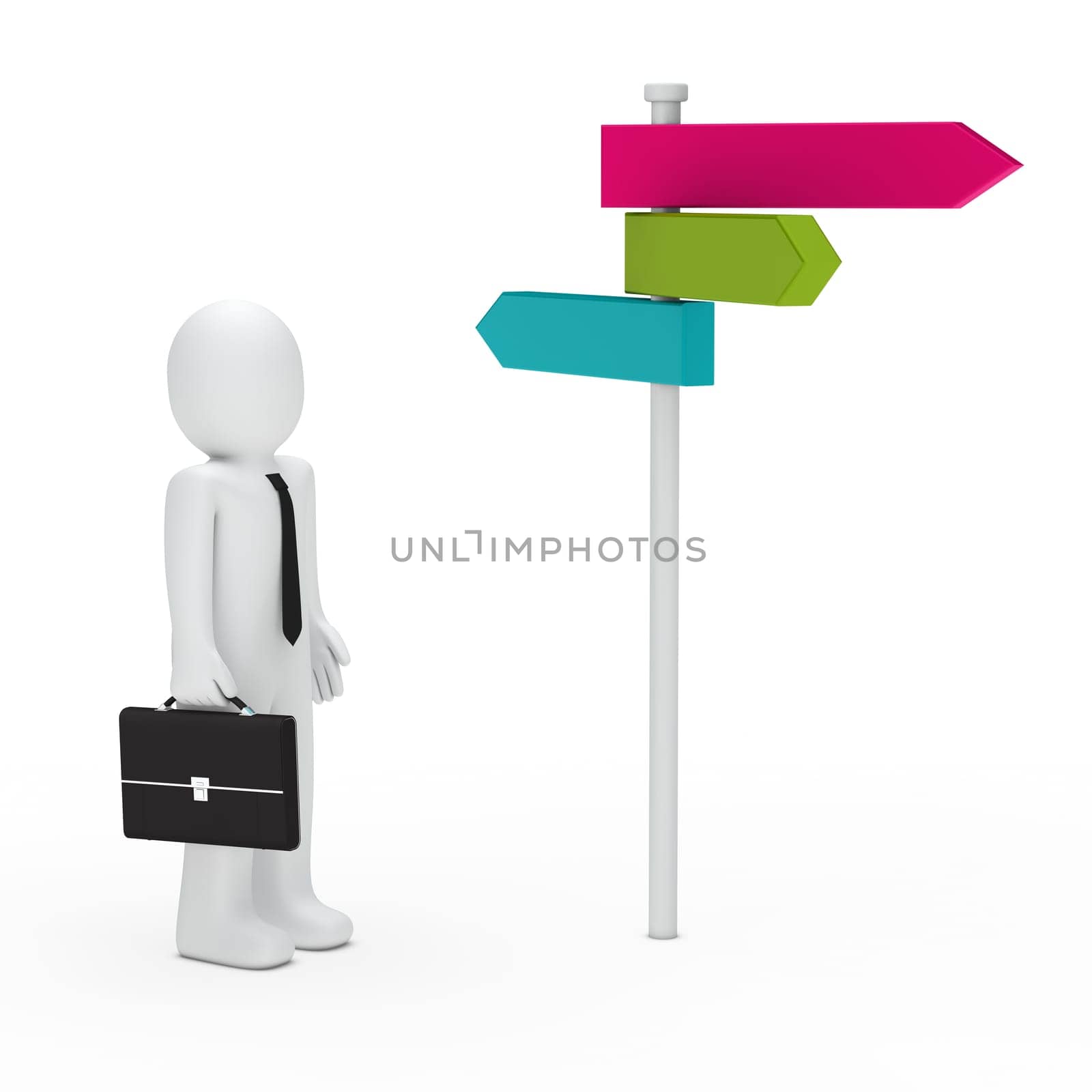 3d business man team choice colorful way