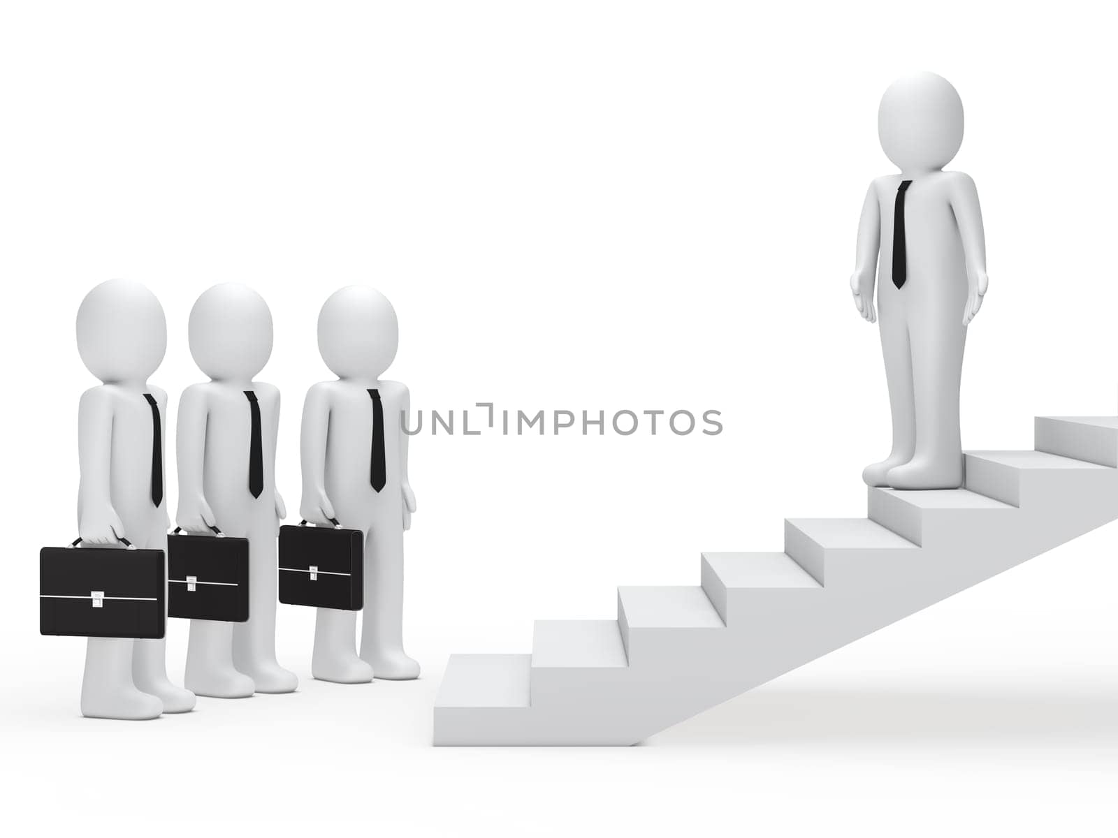 3d leader show businessmen way on stairs