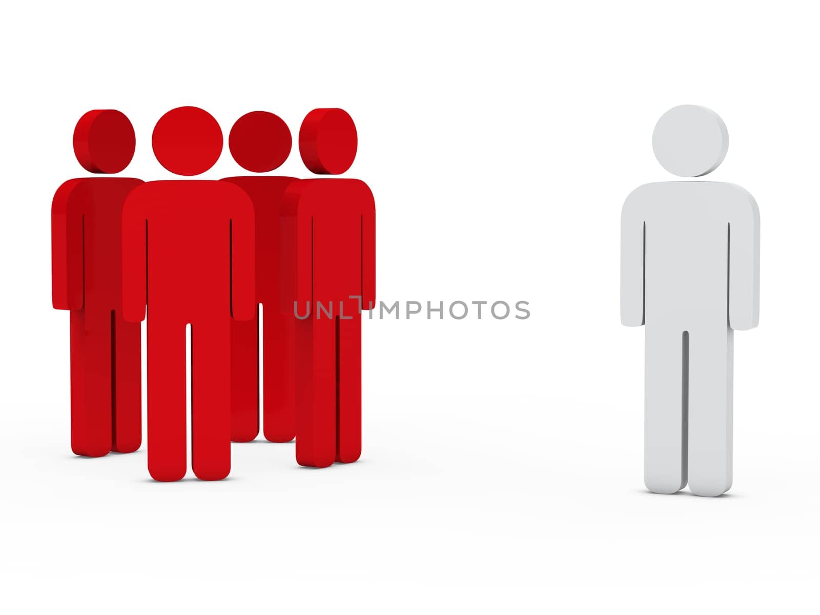 3d business team white success leader red