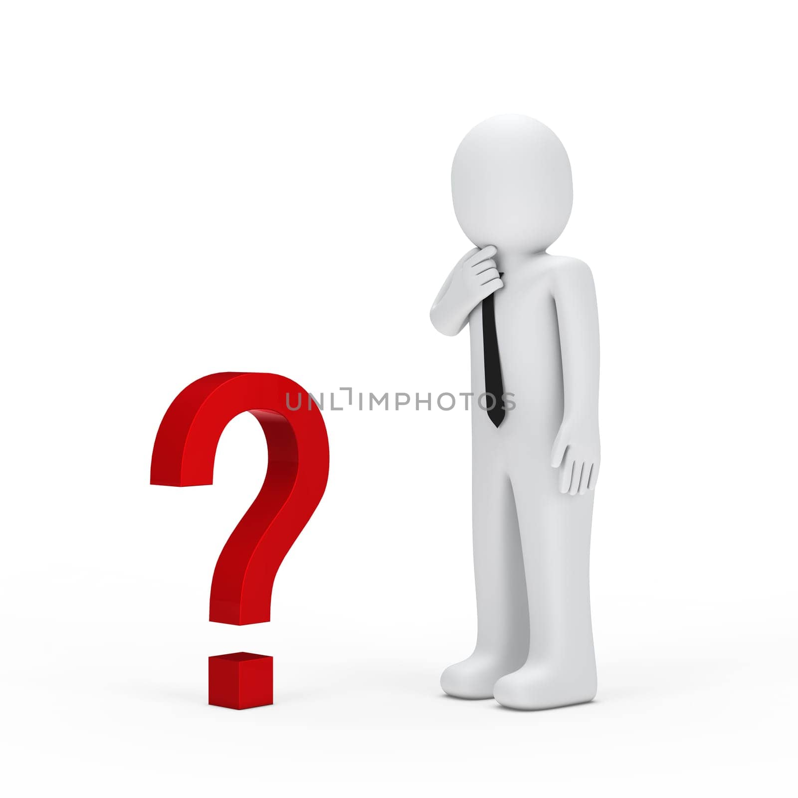 3d businessman for small red question mark