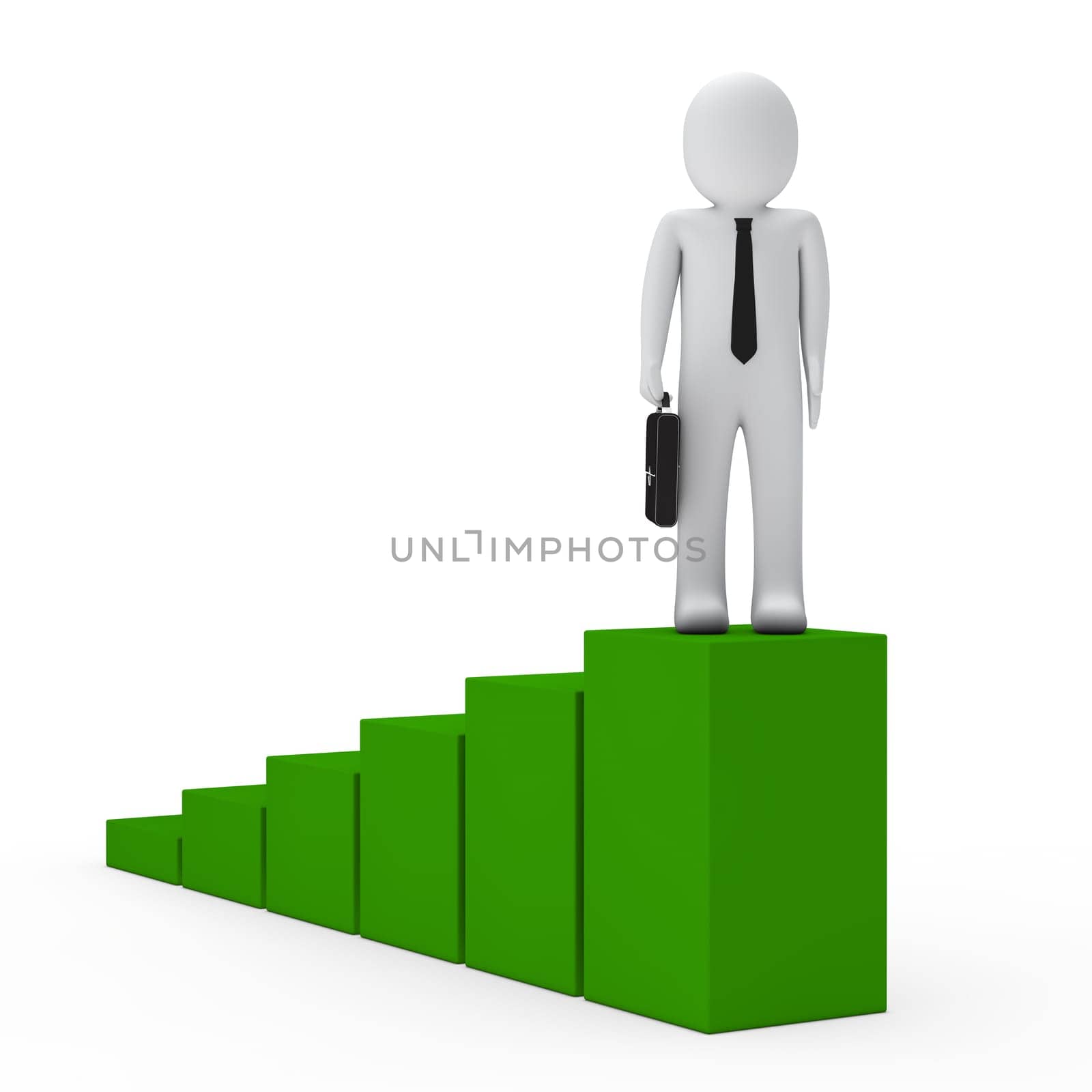 3d business man go for success up