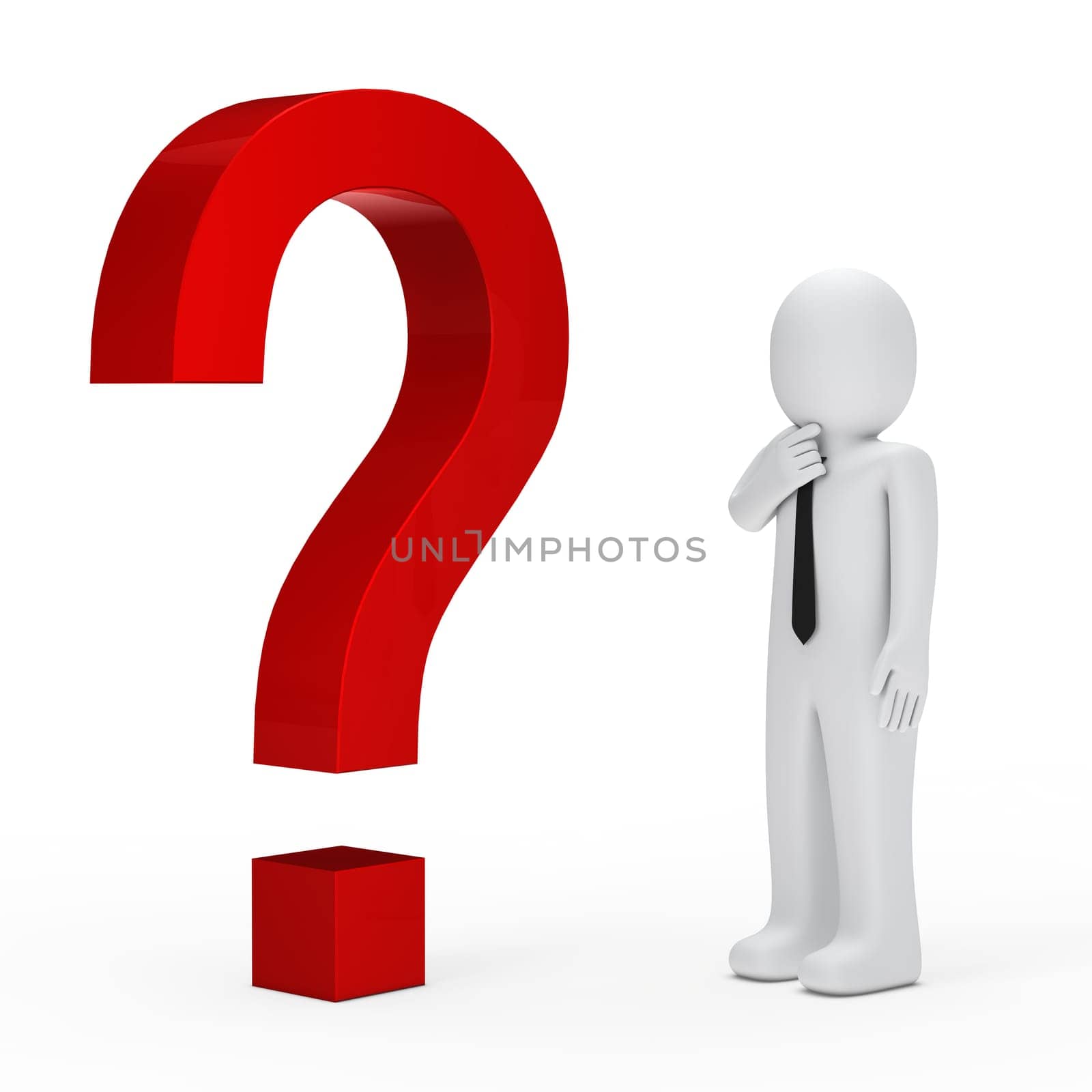 3d business man for red question mark