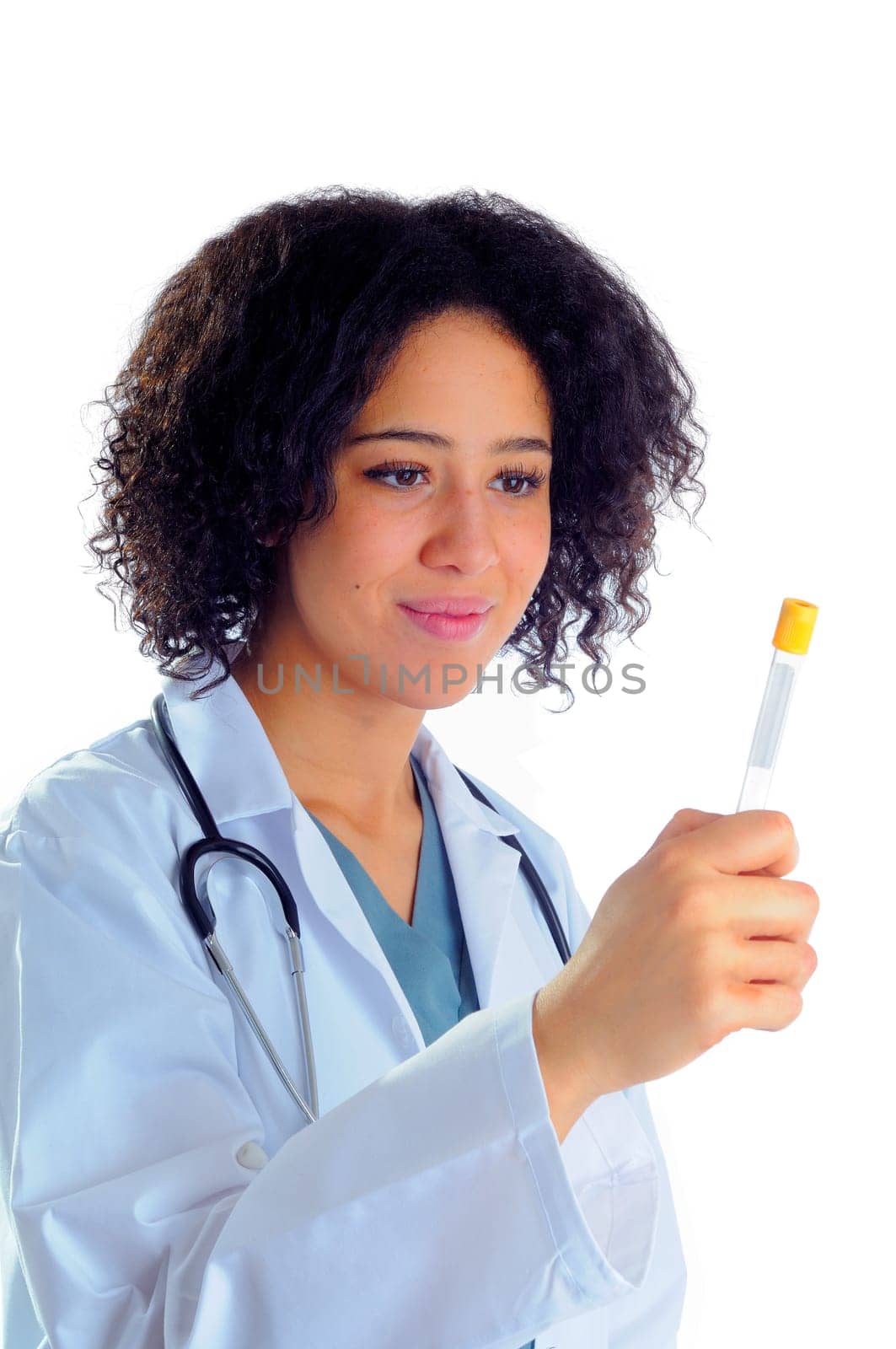 Young African American Doctor Holding A Test Tube Sample