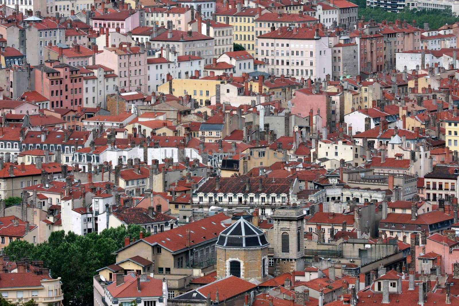 Cityscape with rooftops in Lyon, France